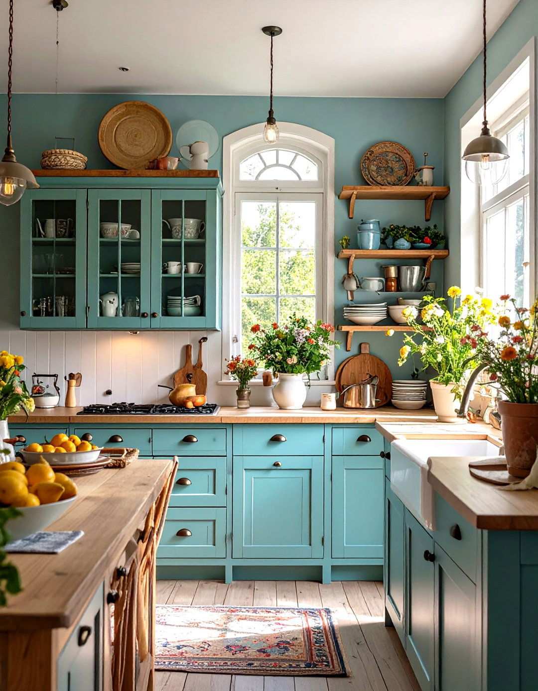 Glass Front Cabinet Kitchen - 24 White Farmhouse Kitchen Ideas