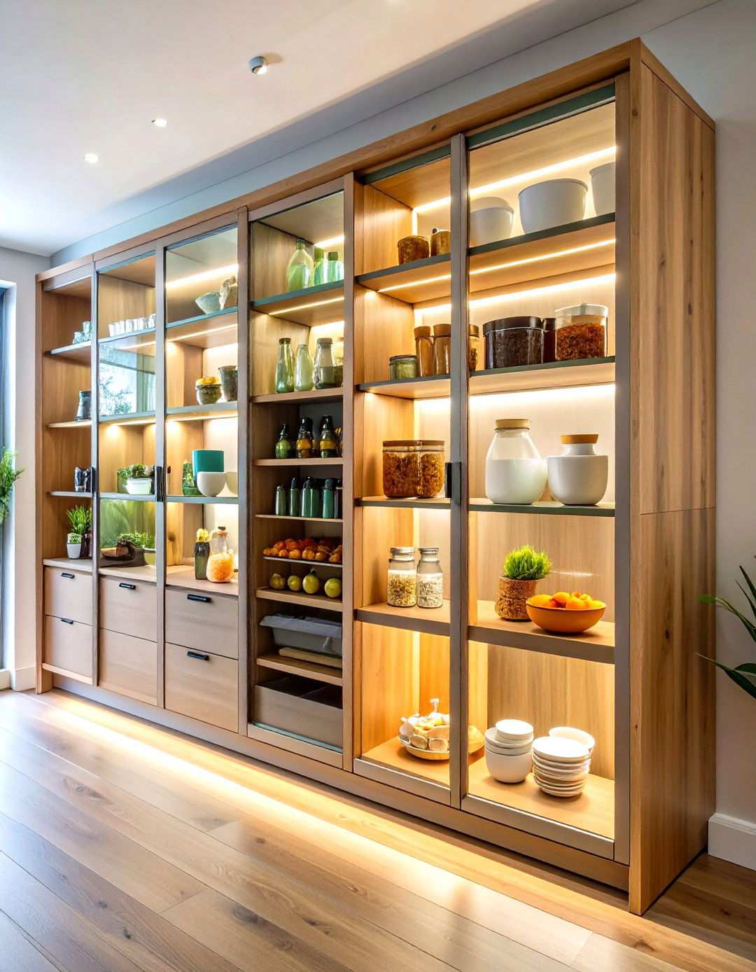 Glass Front Display Pantry - 24 Larder Cupboard and Pantry Ideas for Your Kitchen