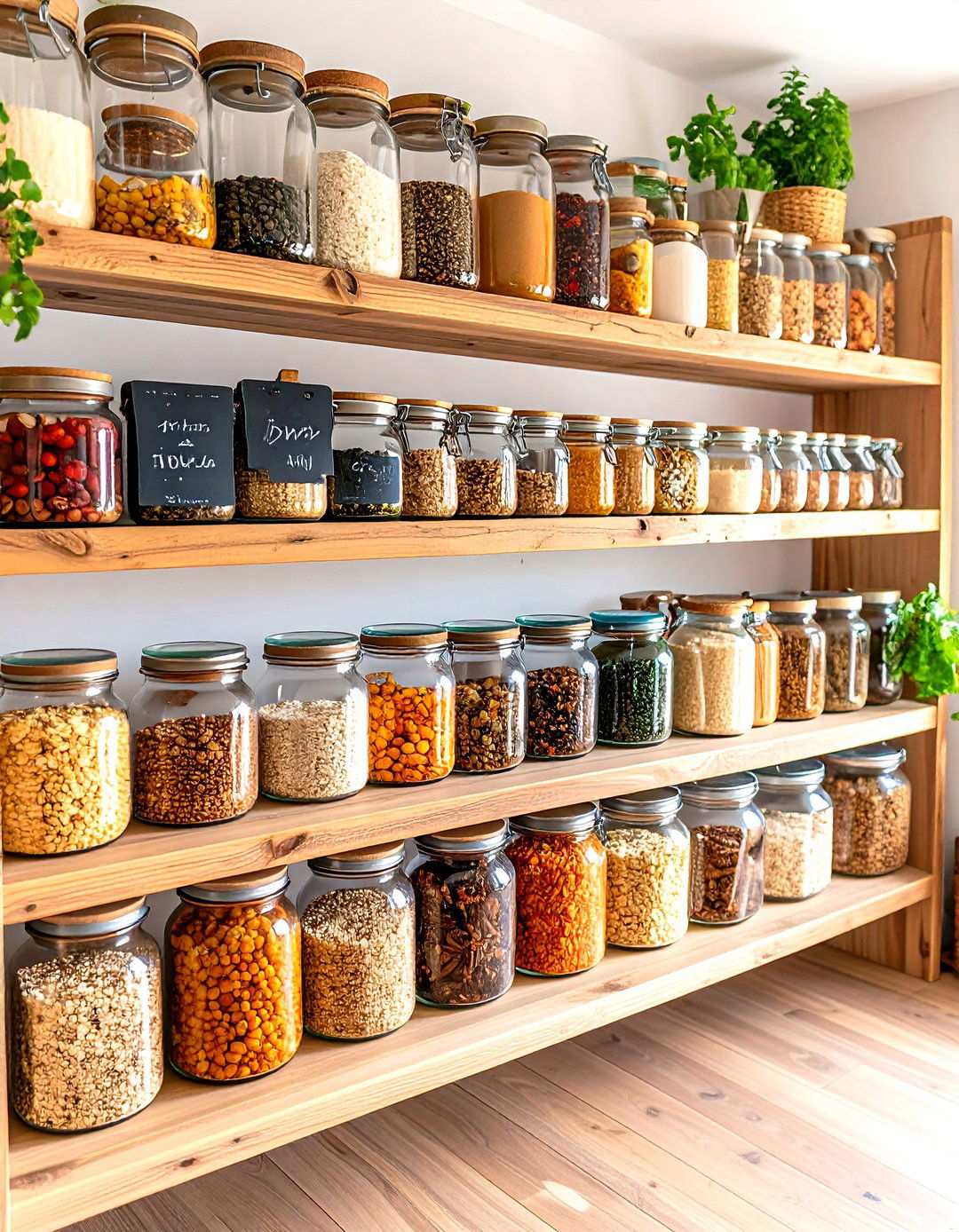 Glass Jar Display Storage System - 24 Small Pantry Ideas