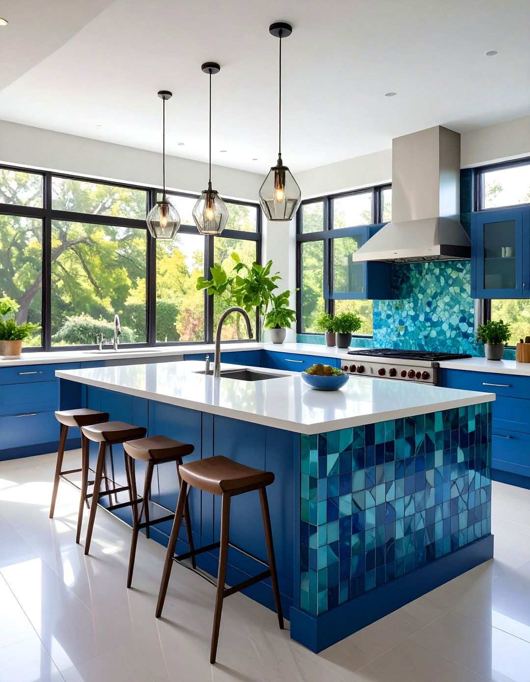 Glass Mosaic Tile Backsplash with Shimmering Elegance - 24 Kitchen Backsplash Ideas