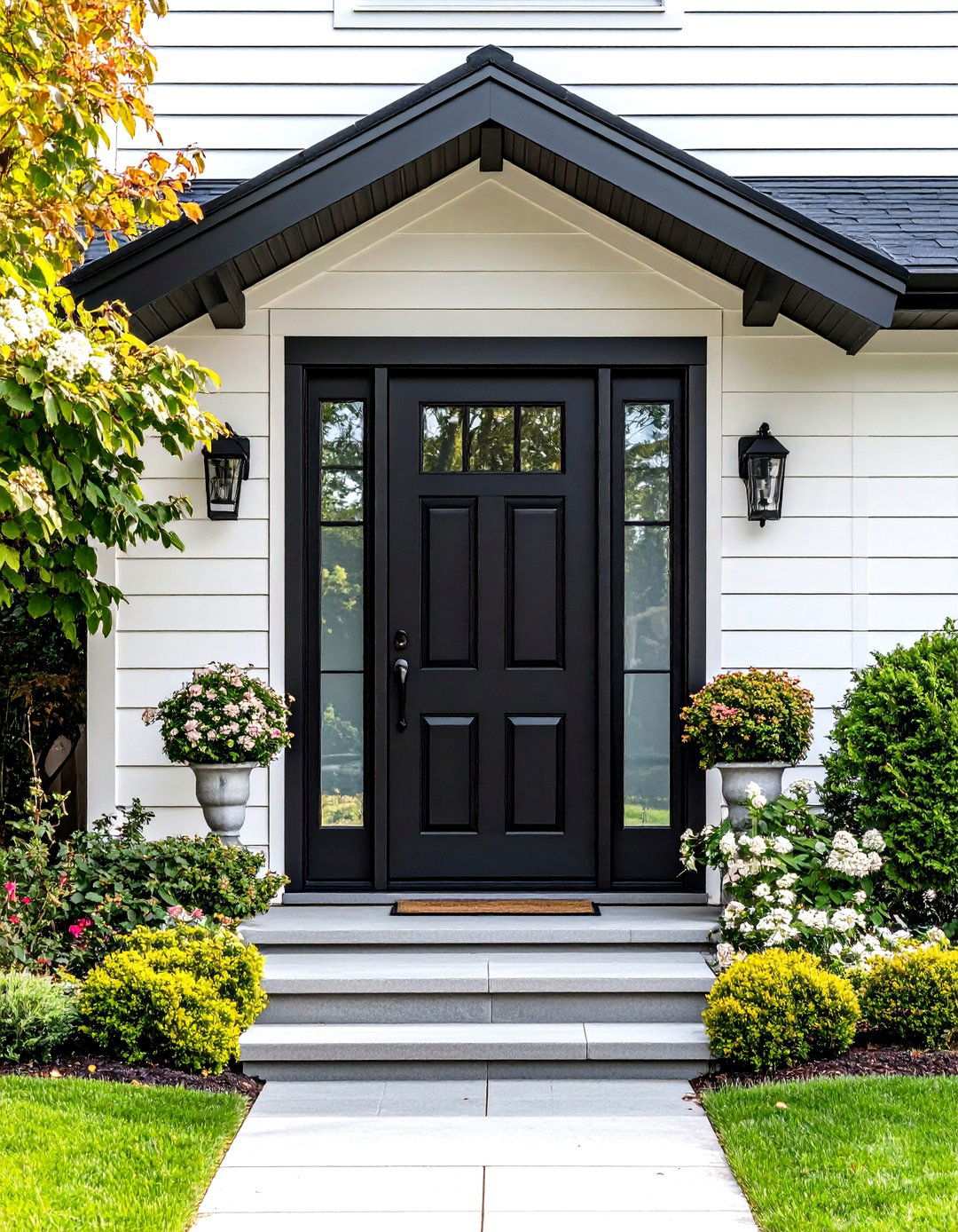 Glass Panel Black Door Design - 24 White House Ideas With Black Doors