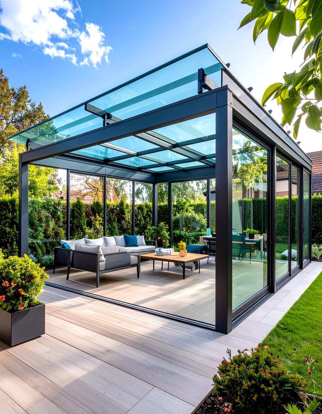 Glass Panel Pergola Roofing - 24 Pergola Shade Ideas