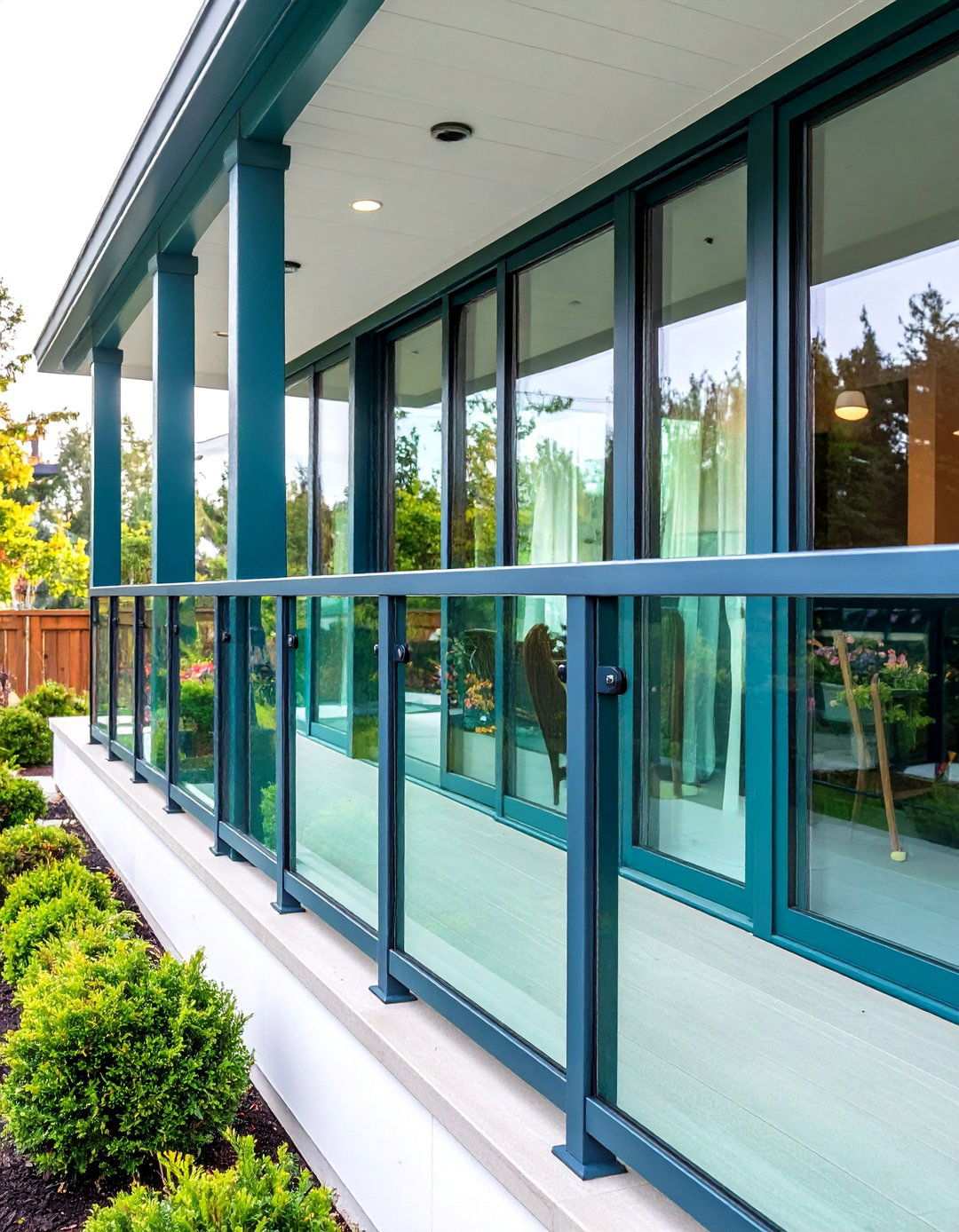 Glass Panel Porch Railing Design - 24 Porch Railing Ideas