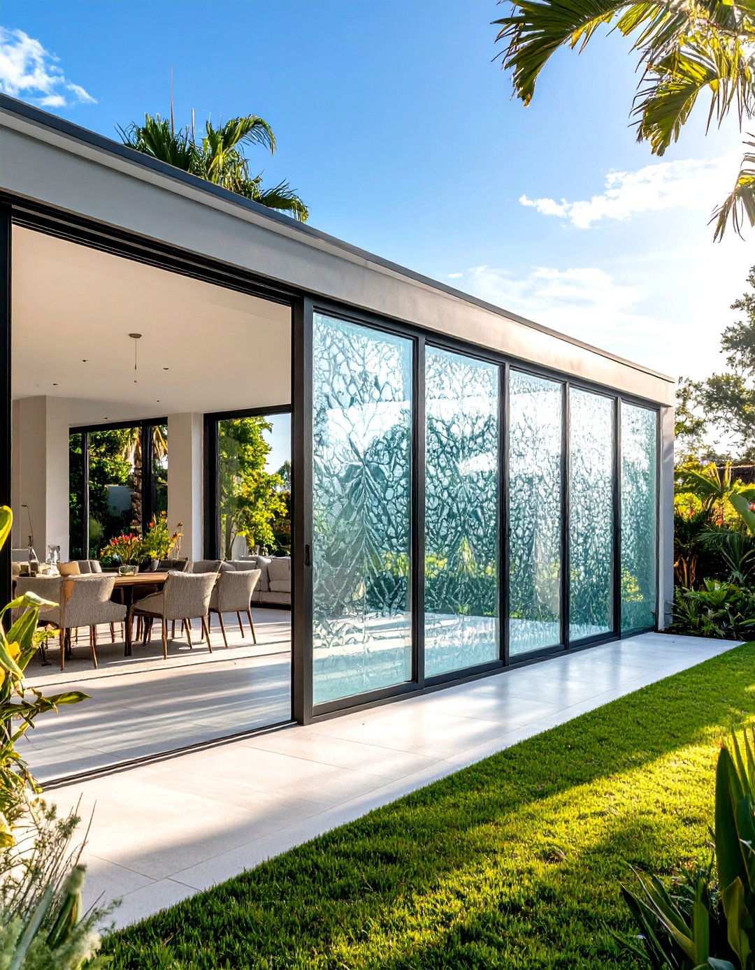 Glass Panel Privacy Screens with Frosted Designs - 24 Outdoor Privacy Screen Ideas