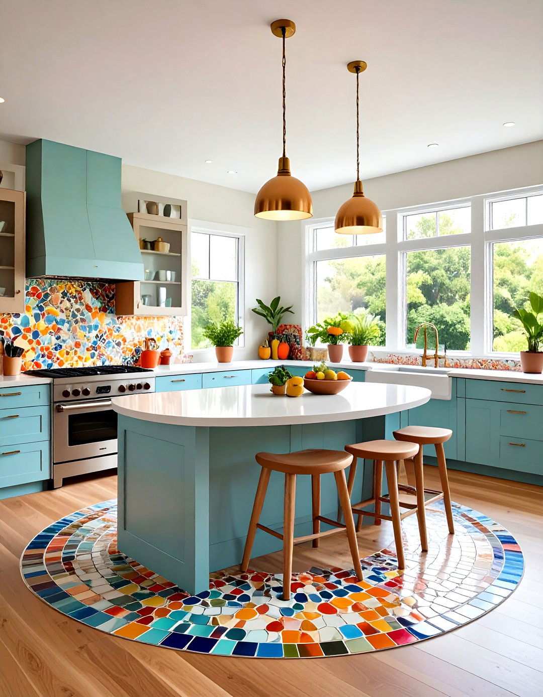 Glass Penny Round Mosaic Circles - 24 Modern Kitchen Backsplash Ideas