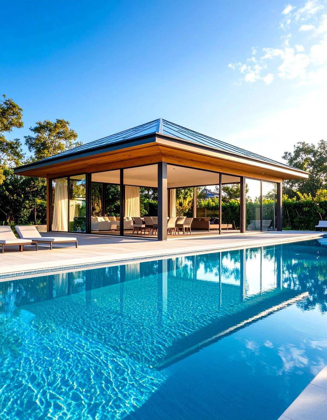 Glass Roof Pavilions - 24 Pool Shade Ideas