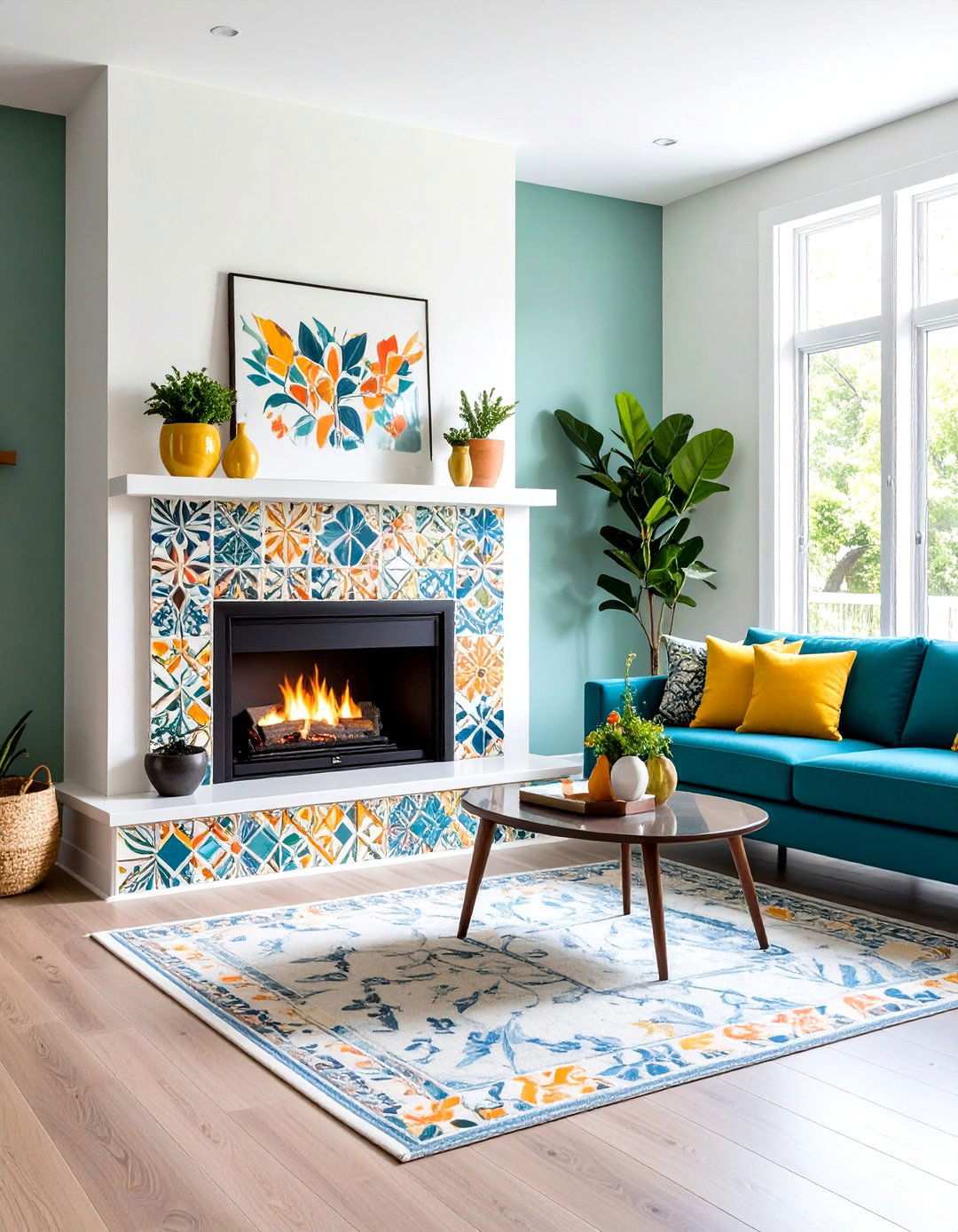 Glazed Ceramic Tile Fireplace - 24 Spanish Style Fireplace Ideas