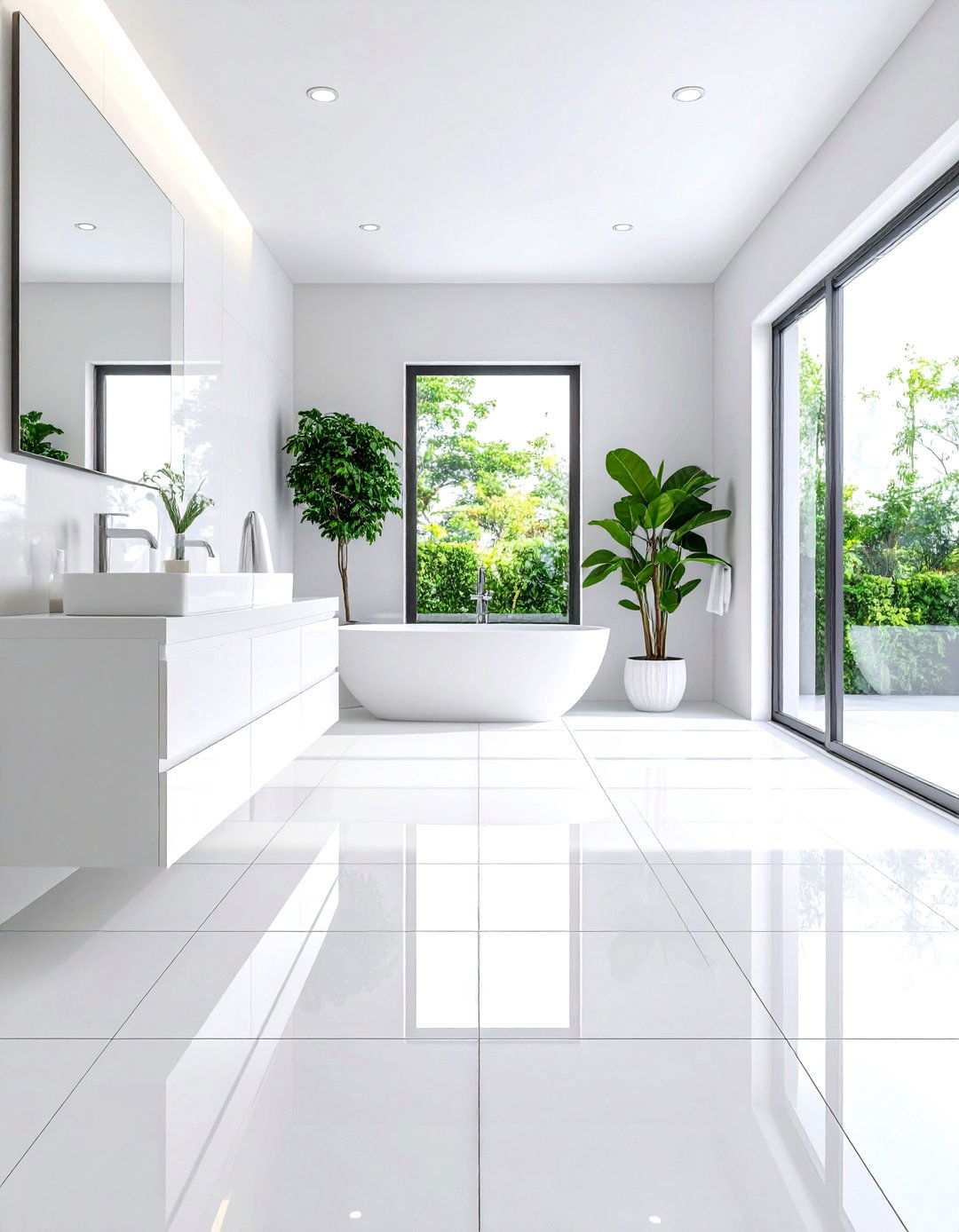 Glossy Reflective Tiles - 24 Small Bathroom Flooring Ideas