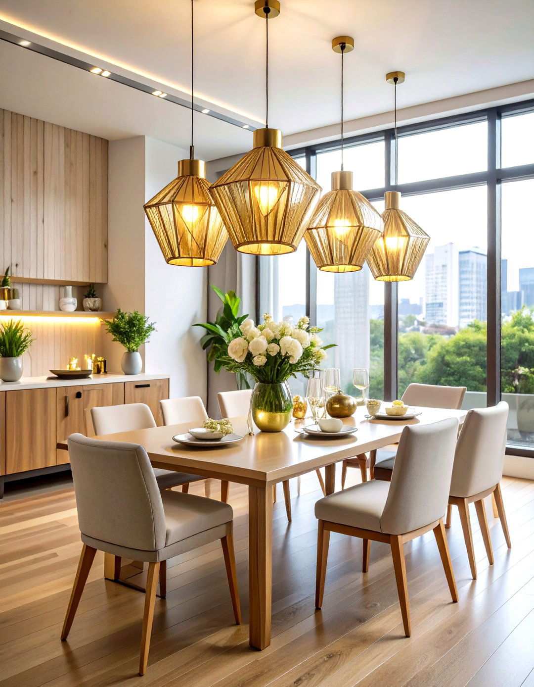 Gold Geometric Modern Lantern Display - 24 Lantern Centerpiece Ideas