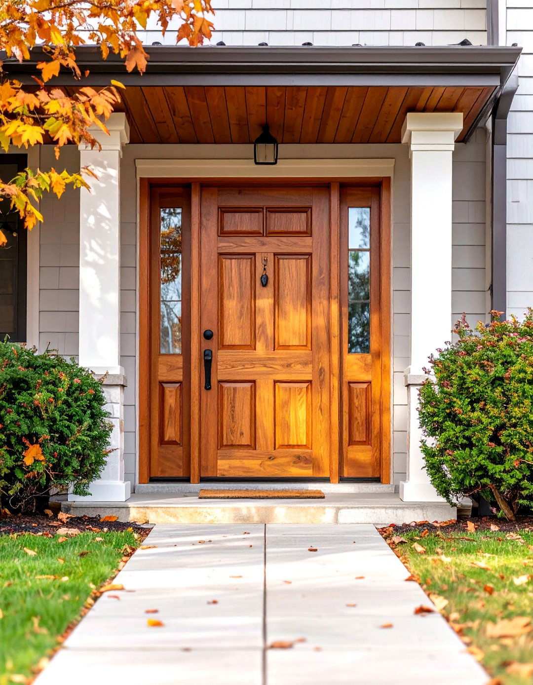 Golden Pecan Stained Front Door - 24 Stained Front Door Ideas