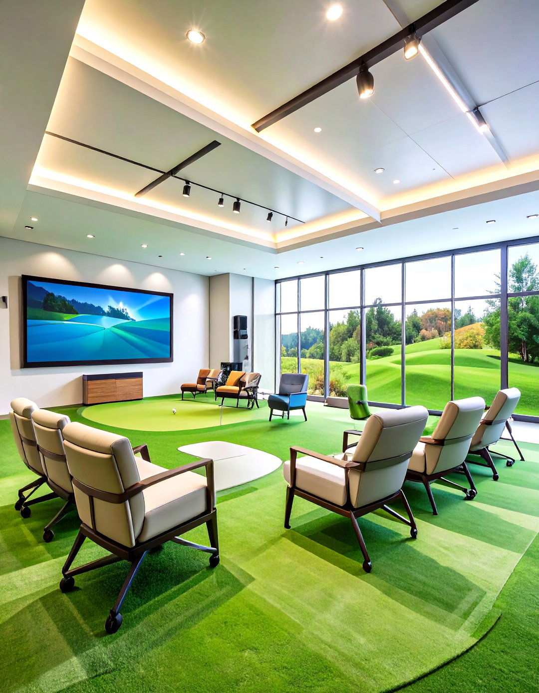 Golf Simulator Room with Professional Equipment - 24 Luxury Man Cave Ideas