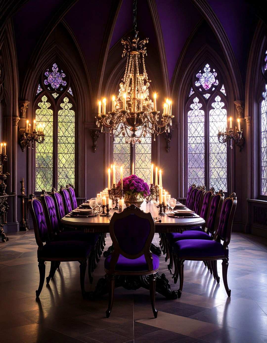Gothic Revival Dining Room with Dark Romantic Elements - 24 Vintage Dining Room Ideas