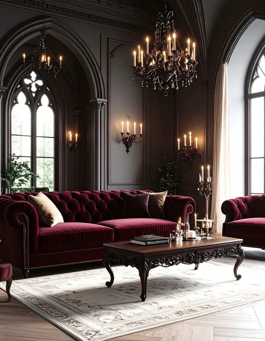 Gothic Revival Living Room with Dark Romance - 24 Small Living Room Ideas