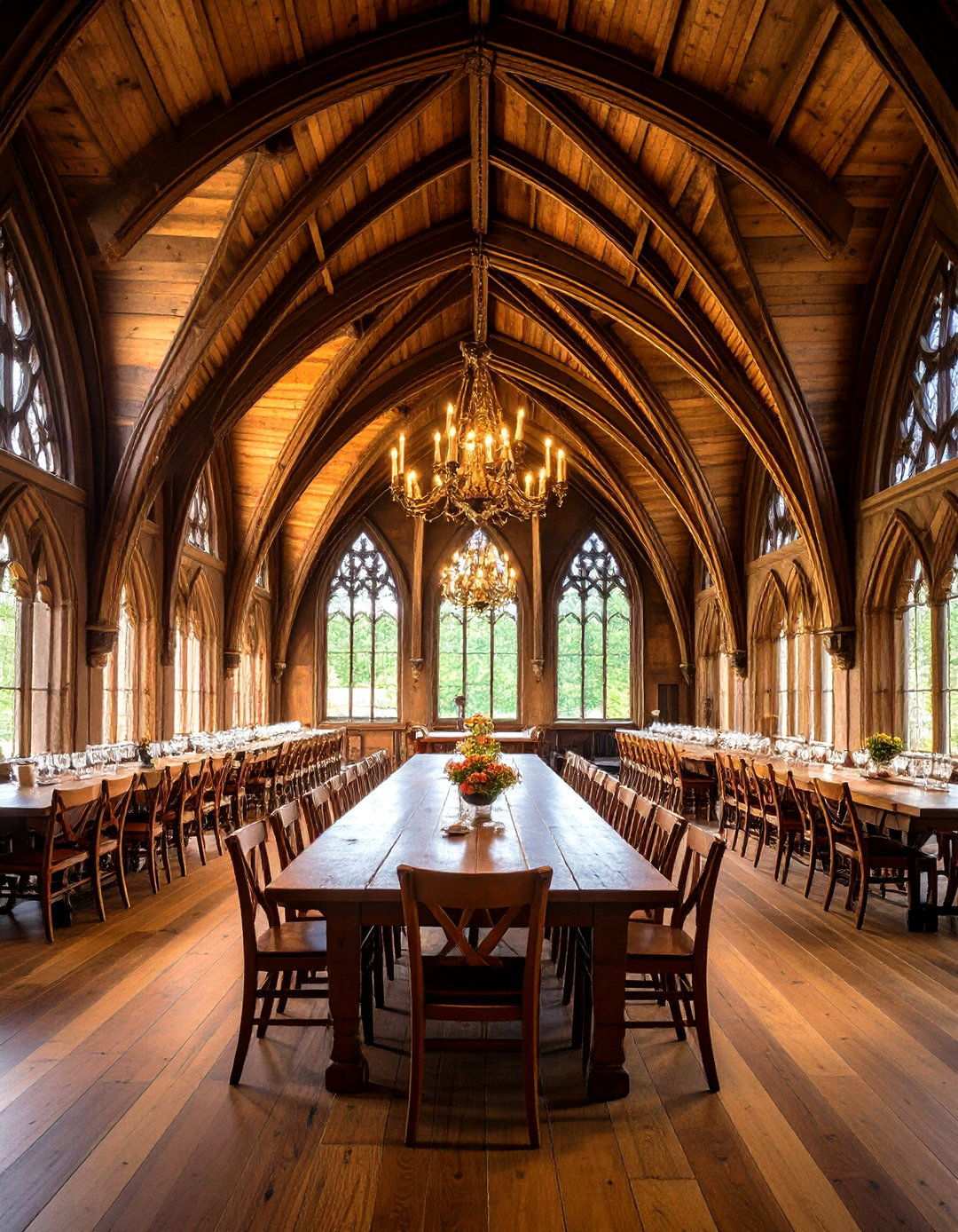 Gothic Revival Pointed Arch Beam Design - 24 Vaulted Ceiling With Beams