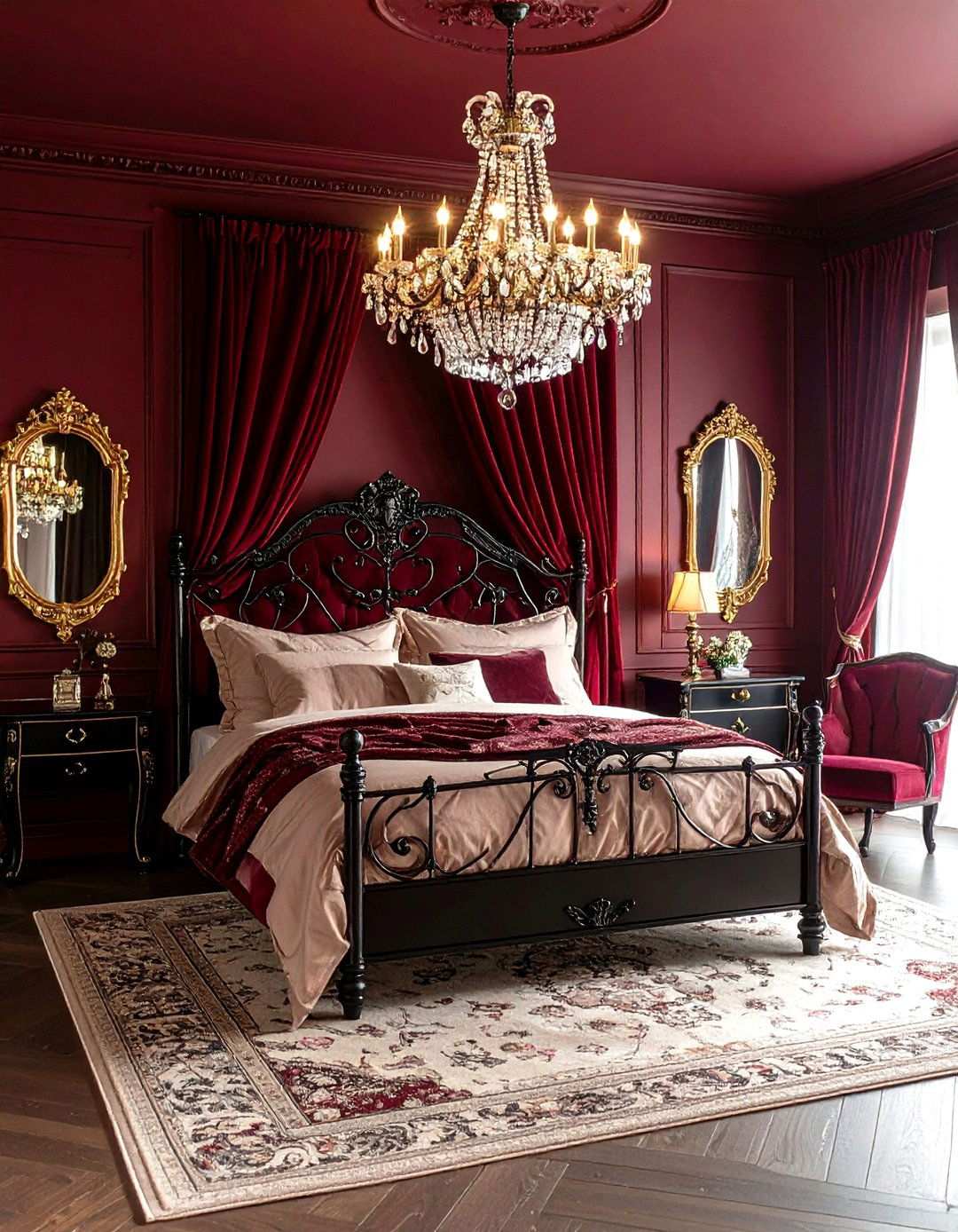 Gothic Romance Bedroom Design - 24 Red and Black Bedroom Ideas