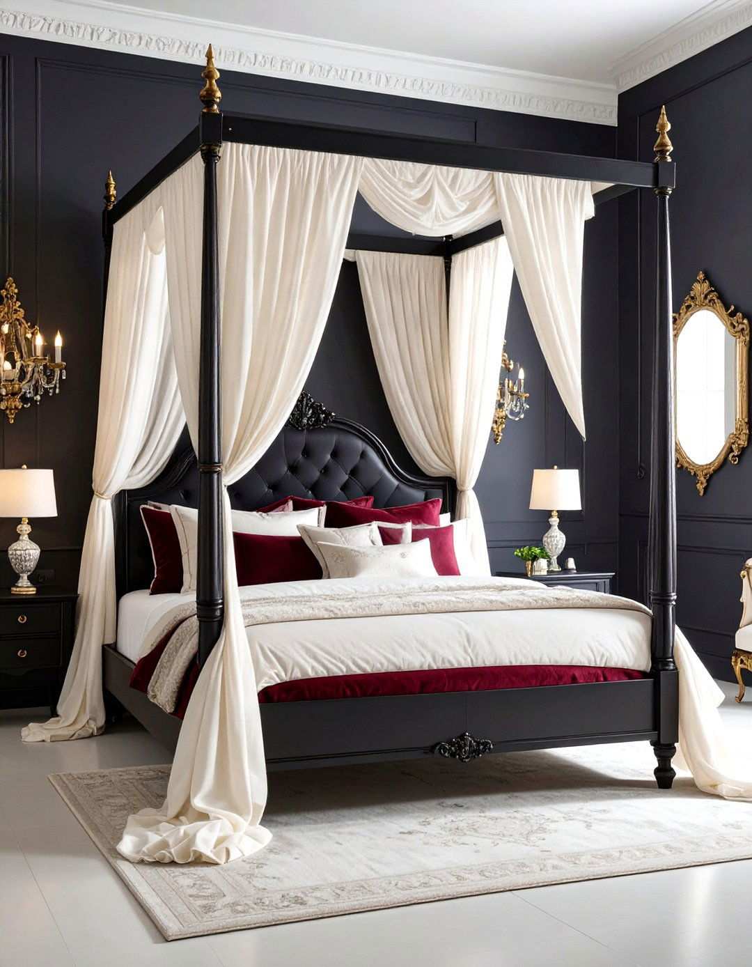 Gothic Romance Black Red White Bedroom - 24 red black and white bedroom ideas