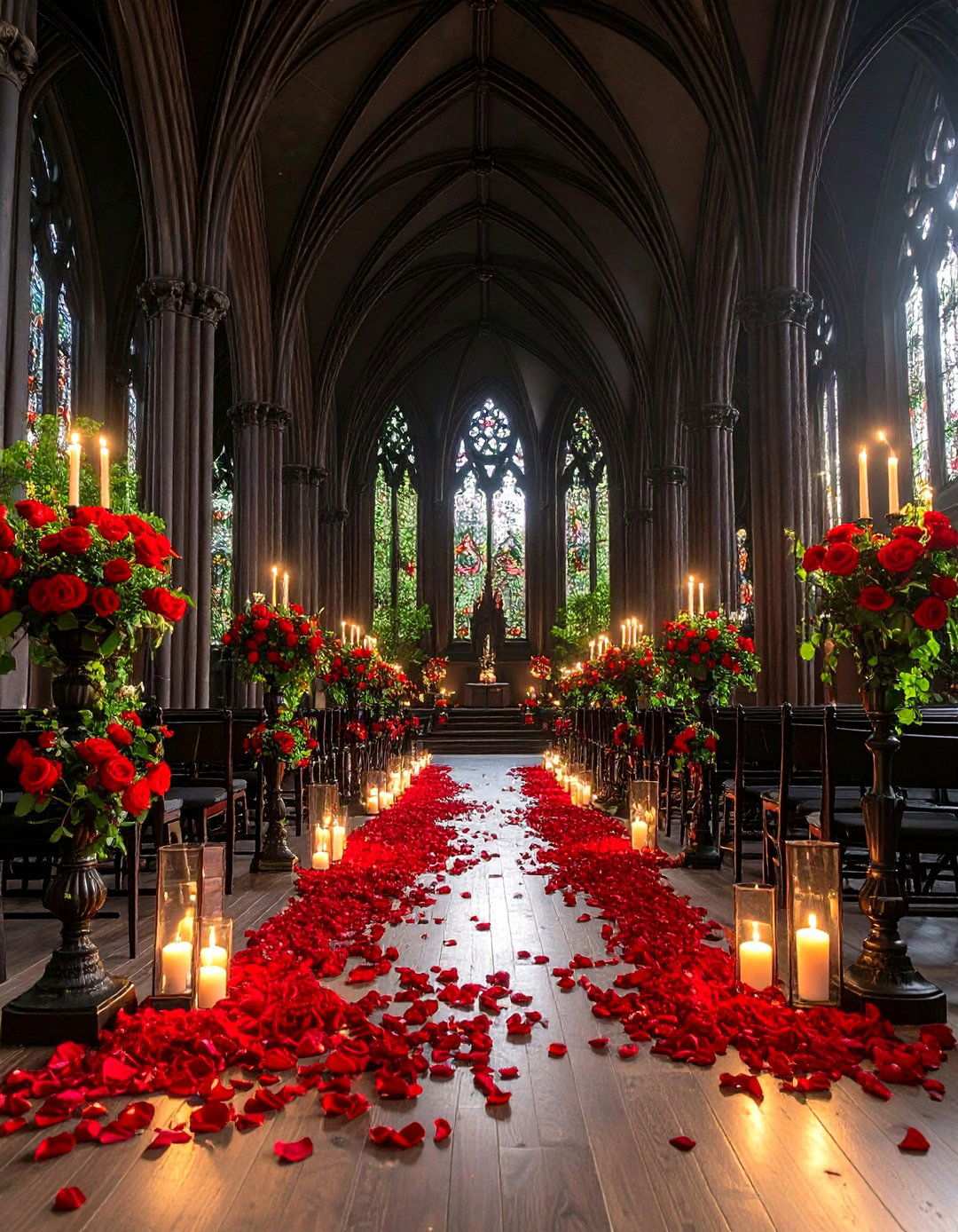 Gothic Romance Ceremony Decor - 24 Red and Black Wedding Ideas
