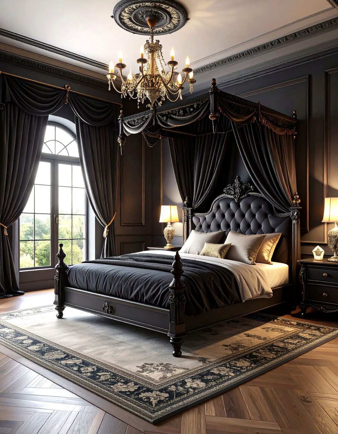 Gothic Romance Matte Black Drama - 24 Matte Black Bedroom Ideas