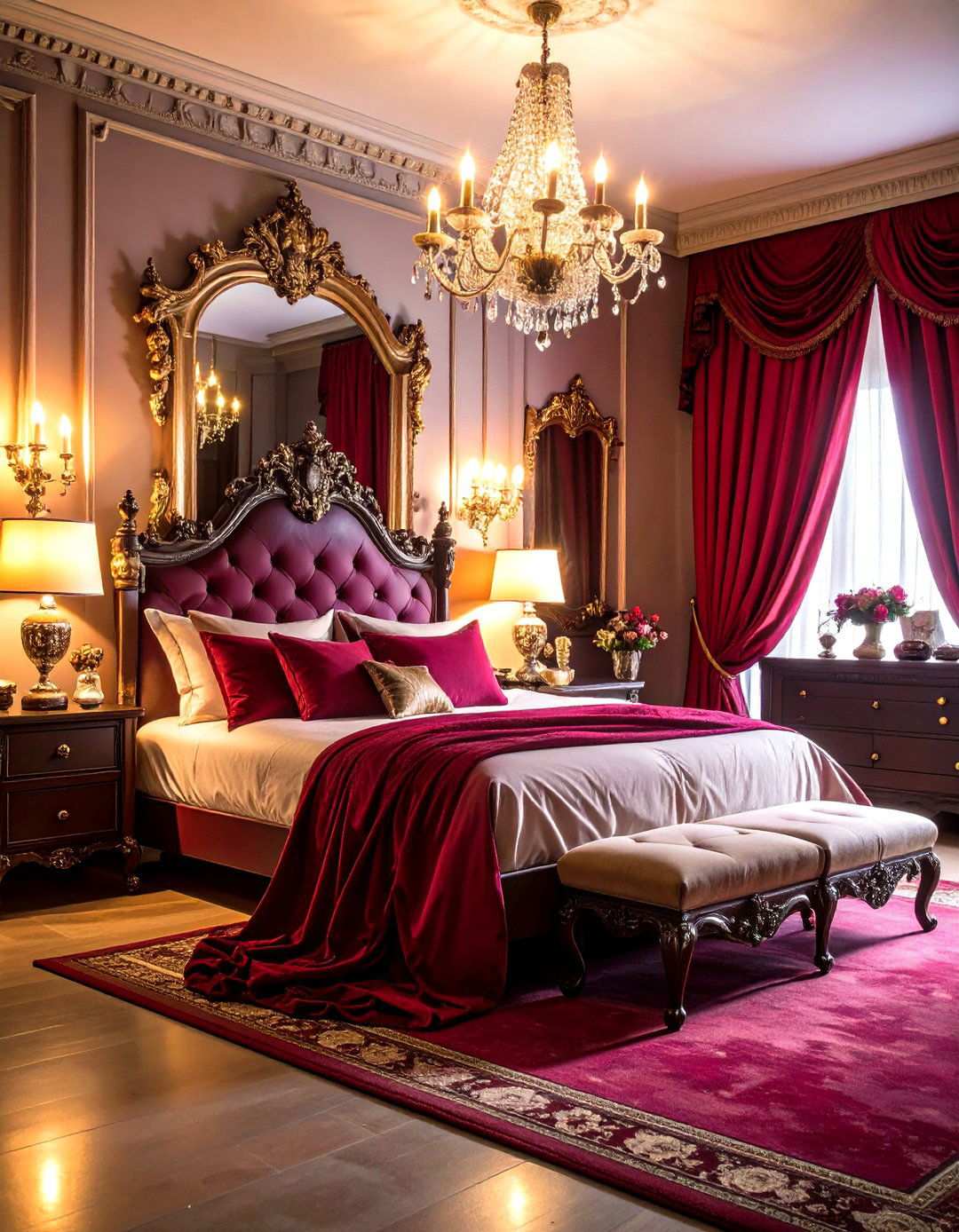 Gothic Romance with Dark Drama - 24 Large Bedroom Design Ideas