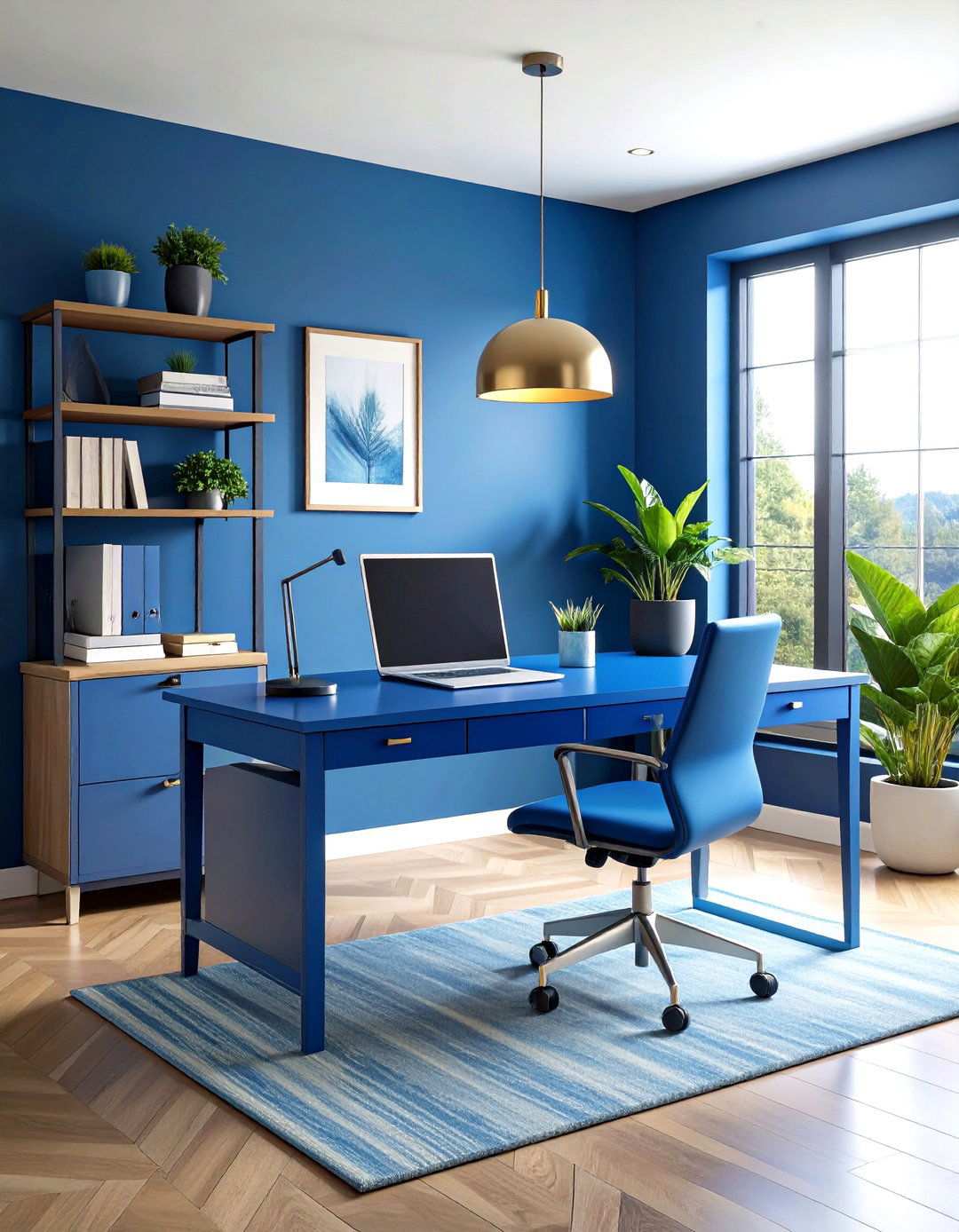Gradient Blue Office Desk Makeovers - 24 Painted Furniture Ideas