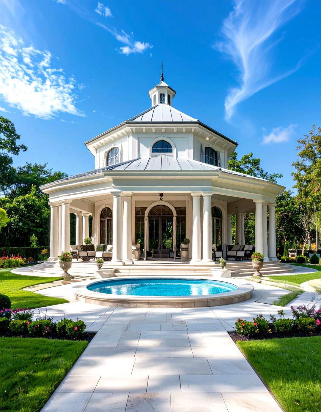Grand Estate Pavilion with Luxury Features - 24 Outdoor Pavilion Ideas