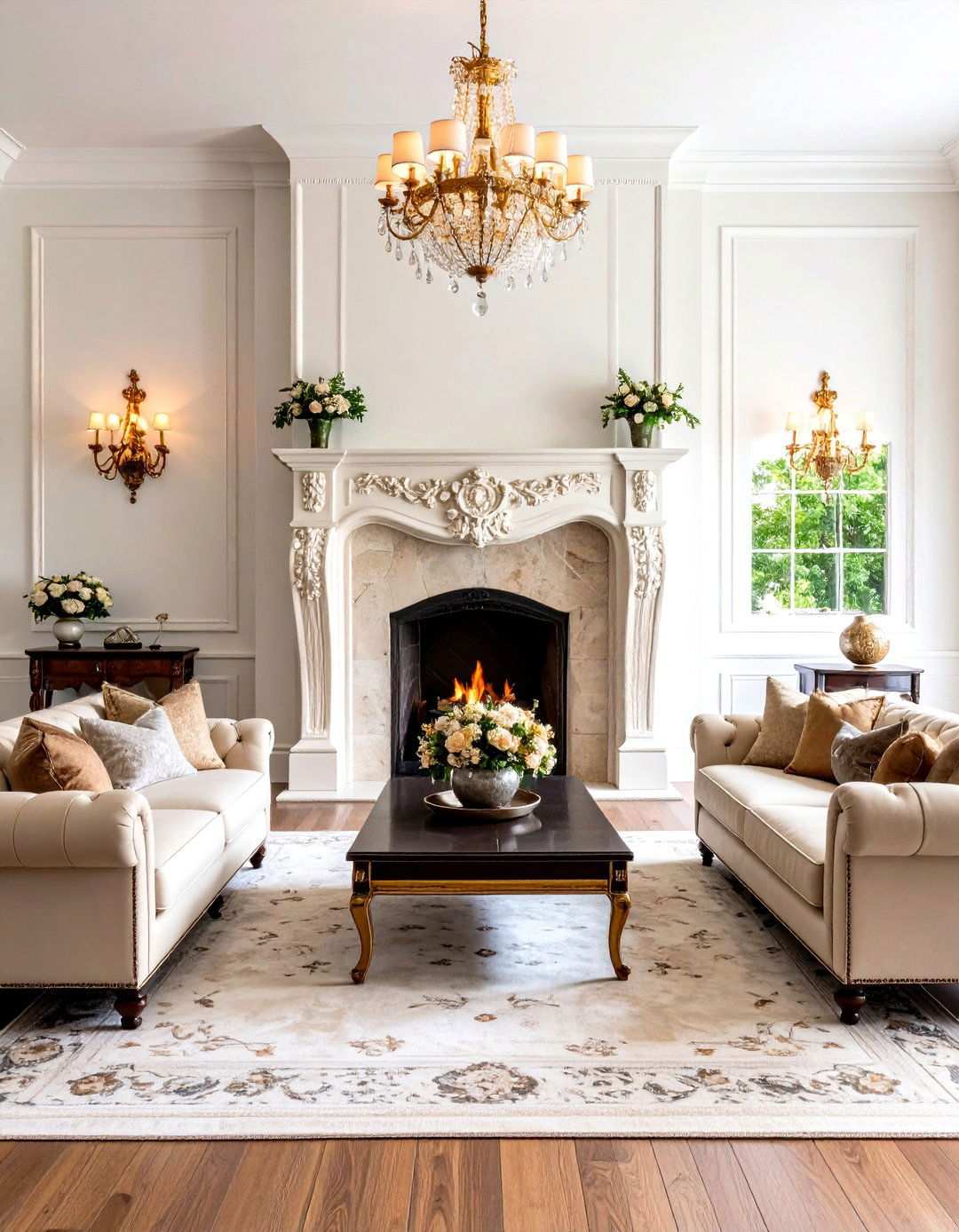 Grand Stone Fireplace Living Room - 24 Mansion Living Room Ideas