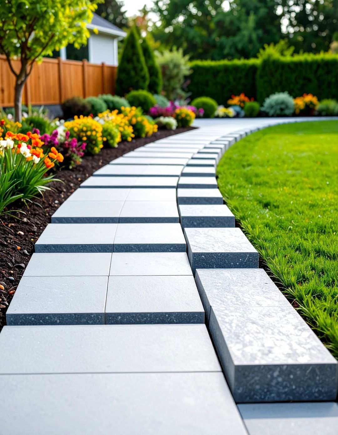 Granite Block Contemporary Borders - 24 Stone Garden Edging Ideas