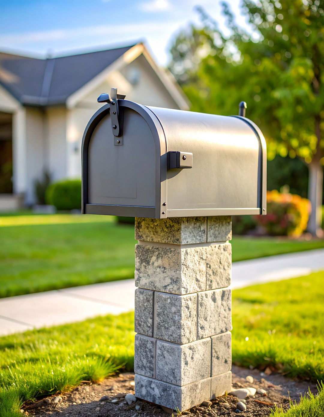 Granite Block Contemporary Design - 24 Mailbox Post Ideas