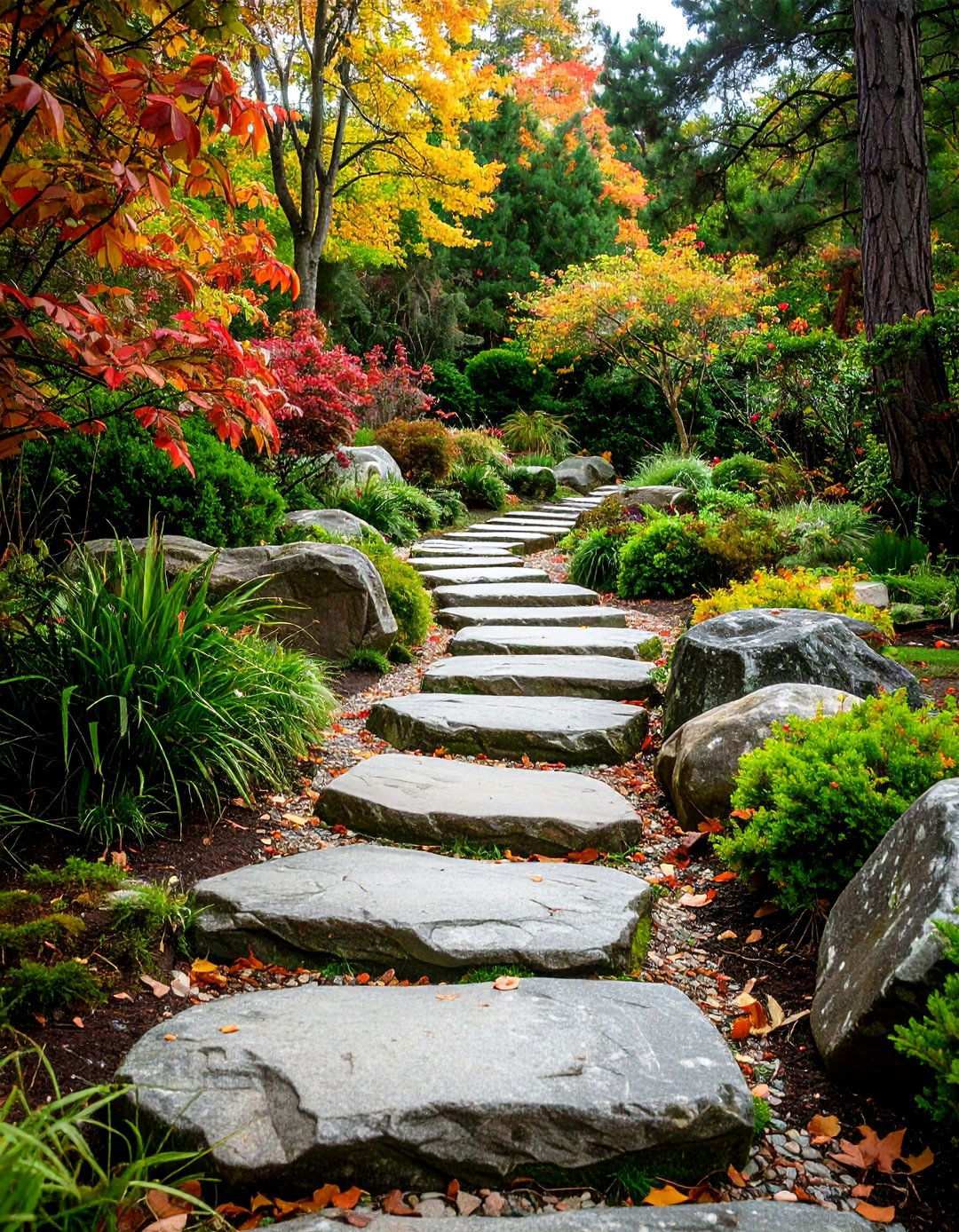 Granite Boulder Natural Stepping - 24 Stepping Stone Walkway Ideas