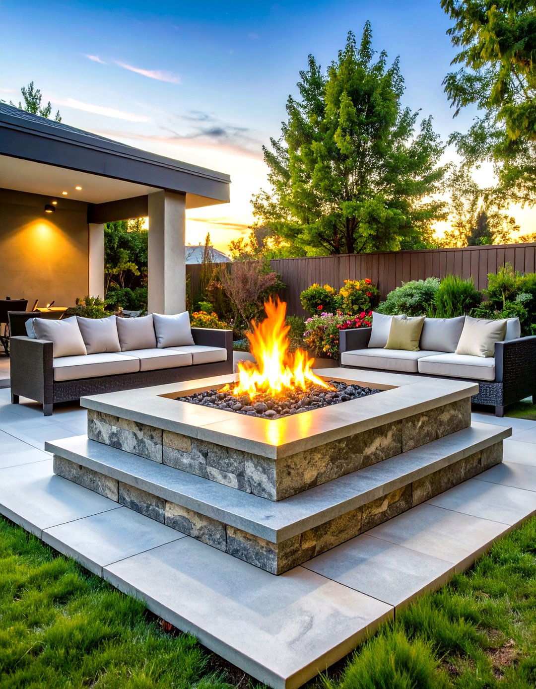 Granite Raised Platform Fire Pit - 24 Rock Fire Pit Ideas