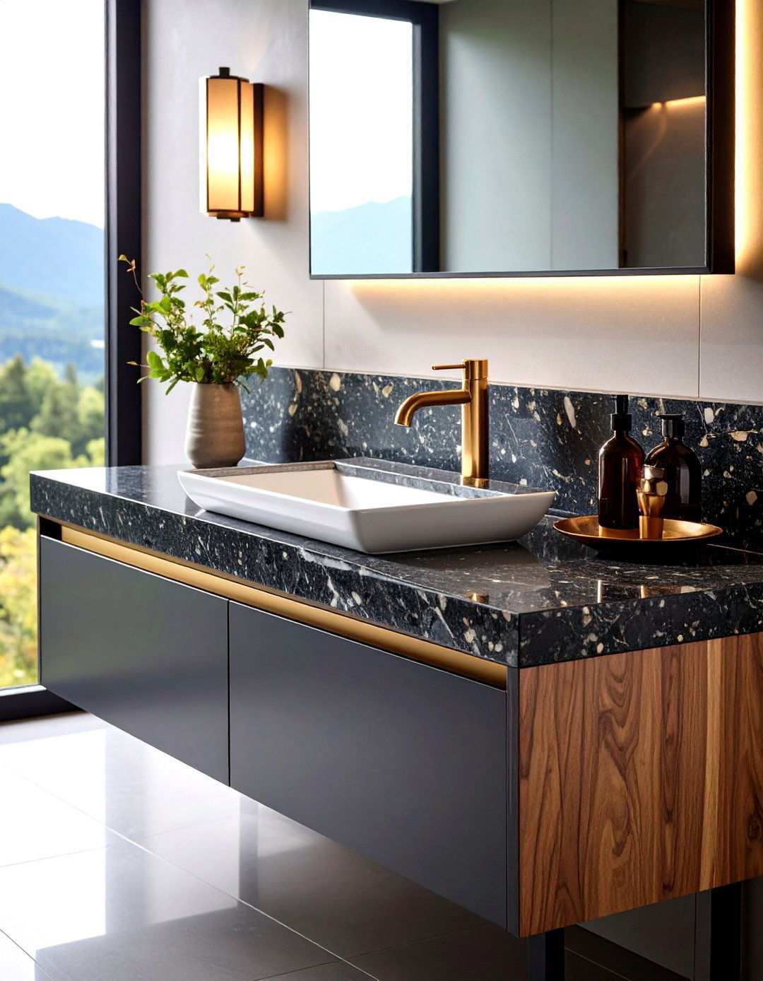 Granite Vanity Tops with Integrated Sinks - 24 Stone Bathroom Ideas