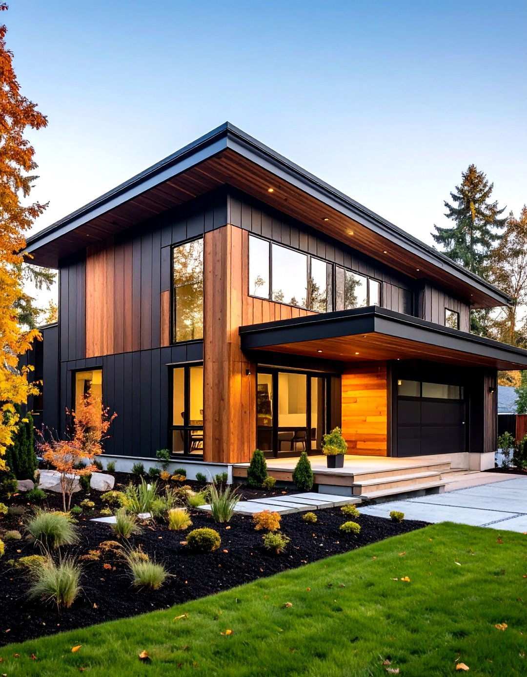 Graphite Black Industrial Chic - 24 Paint Colors for a Modern Black House With Cedar Accents