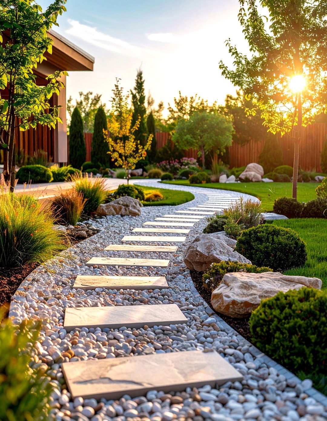 Gravel and Stone Accent Features - 24 Mid-century Modern Patio Ideas