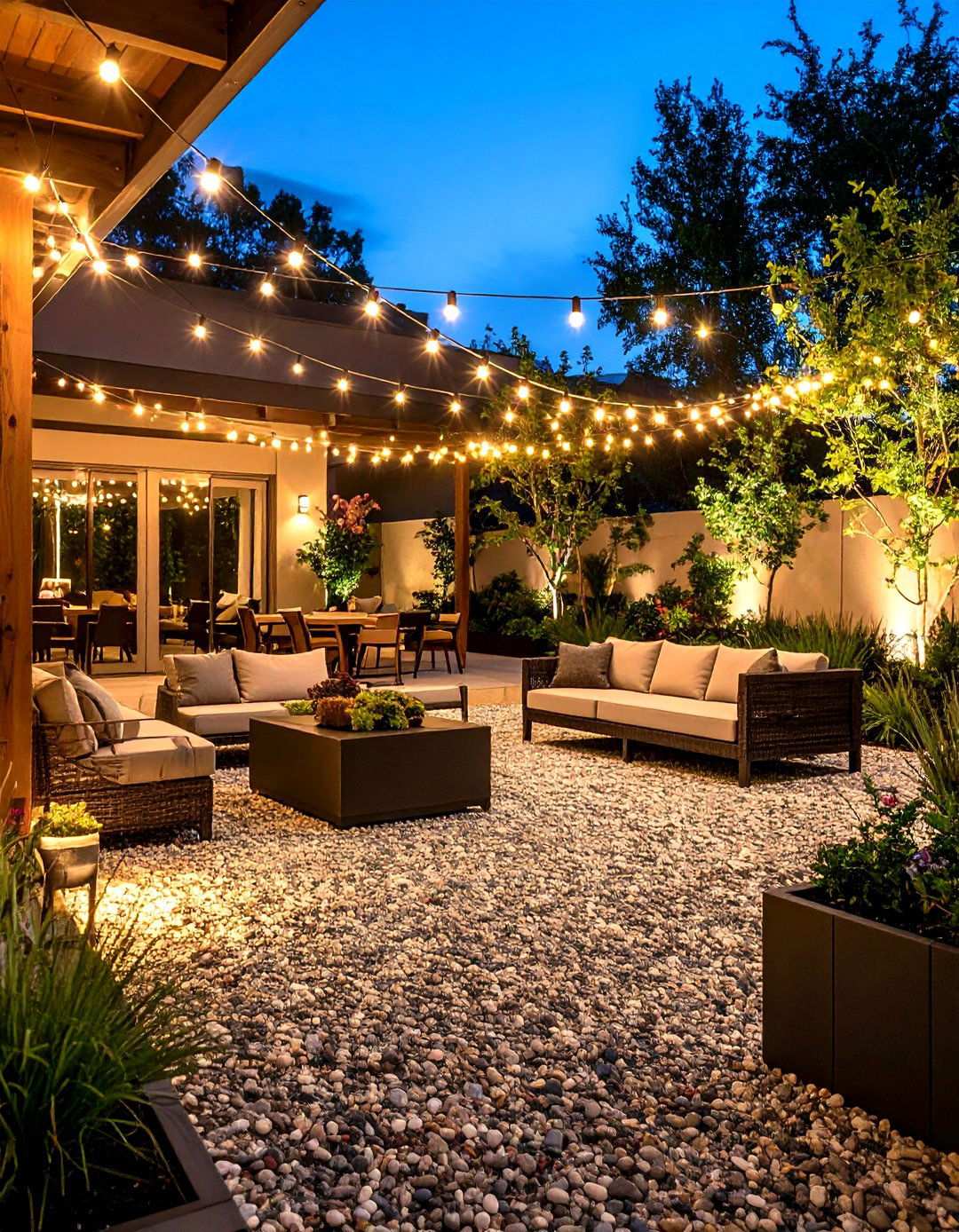 Gravel Courtyard Entertainment Areas - 24 Rock Landscaping Ideas