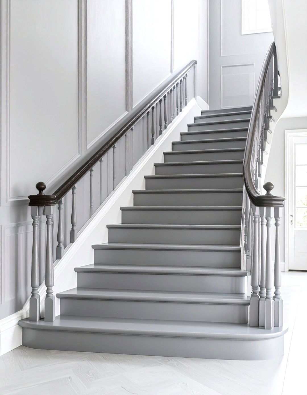 Gray Painted Stair Sophistication - 24 Painted Stair Ideas