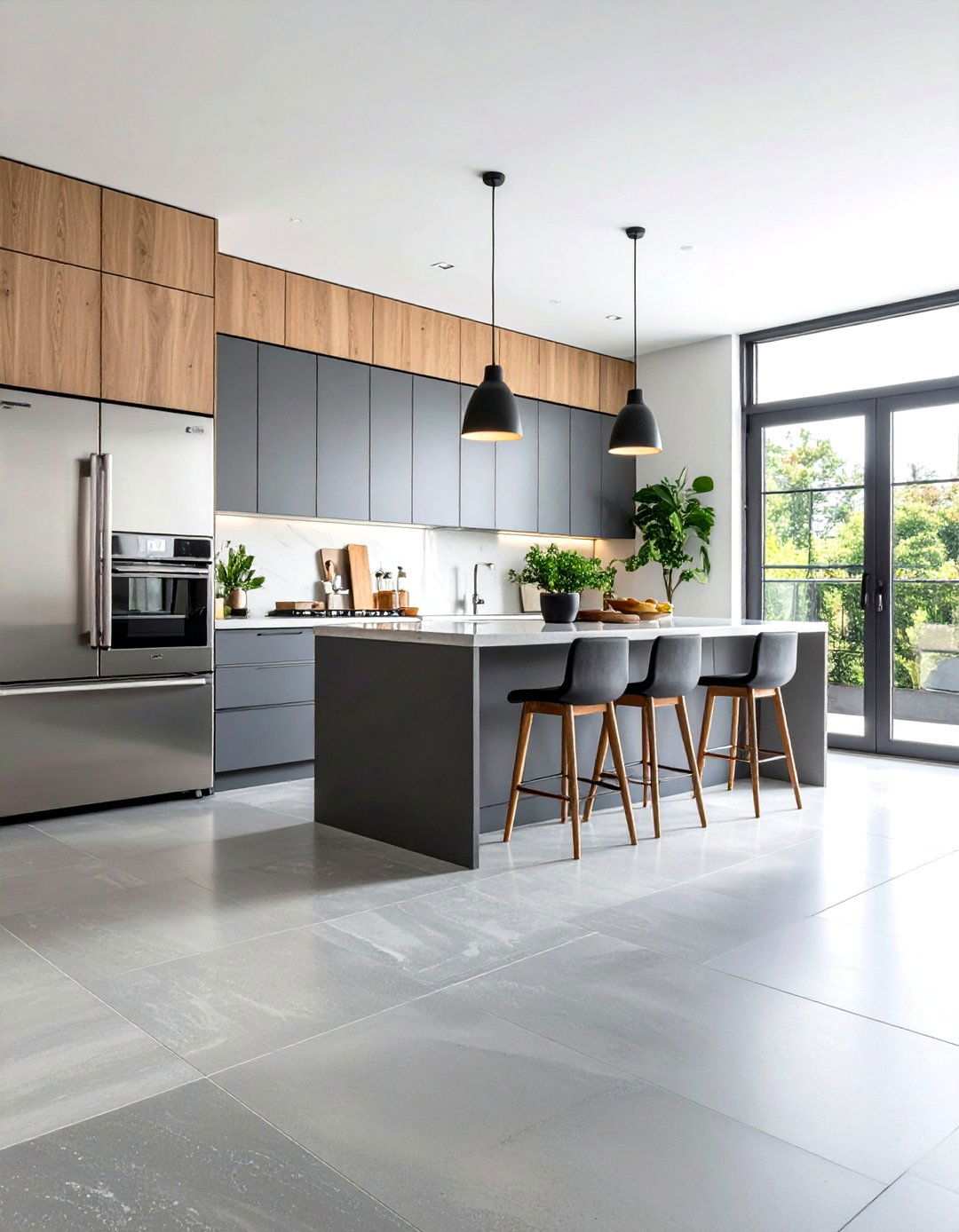 Gray Travertine Contemporary Minimalist Style - 24 Travertine Floor Kitchen Ideas