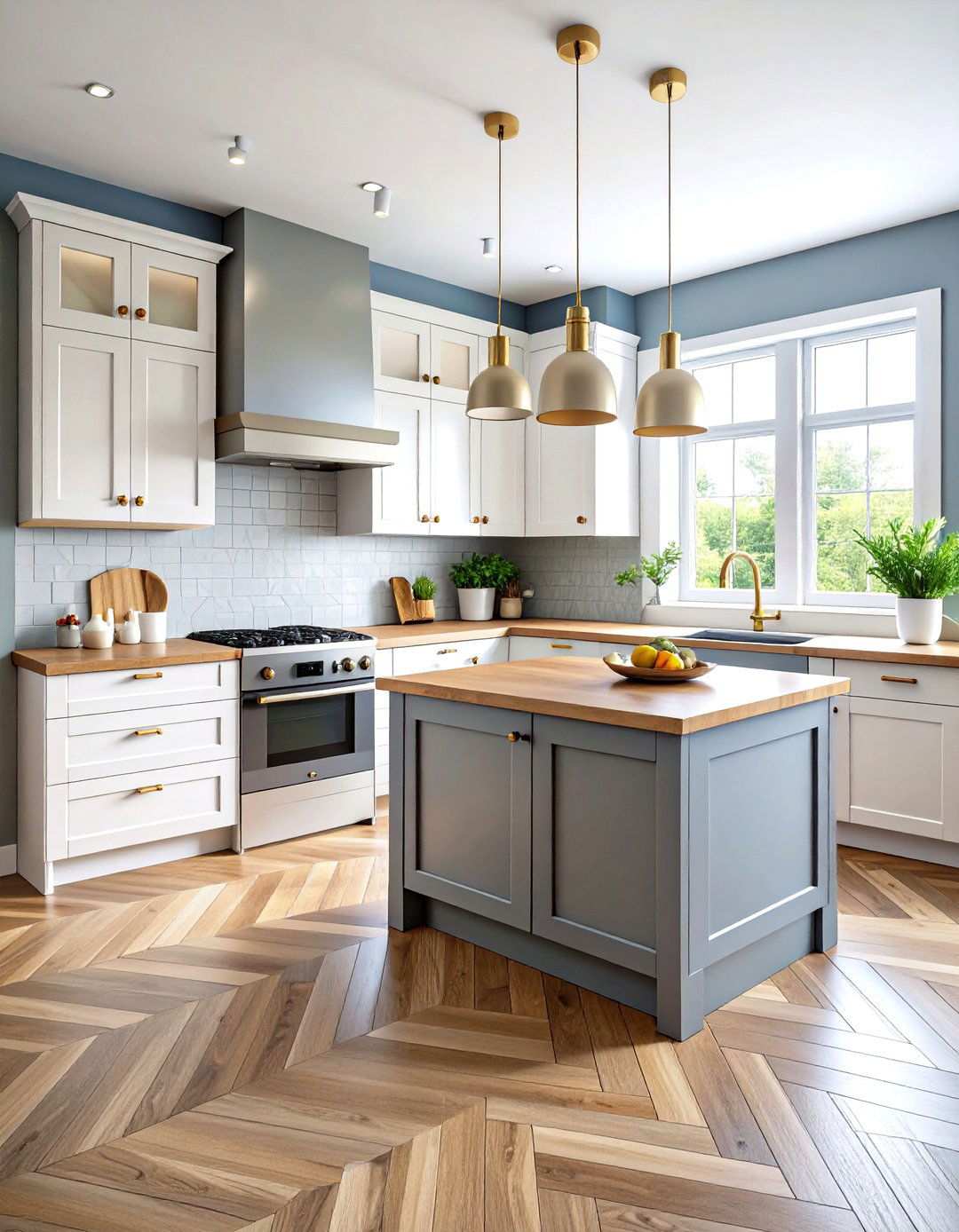 Grey Herringbone Wood Floor Kitchen - 24 Kitchens With Grey Floors