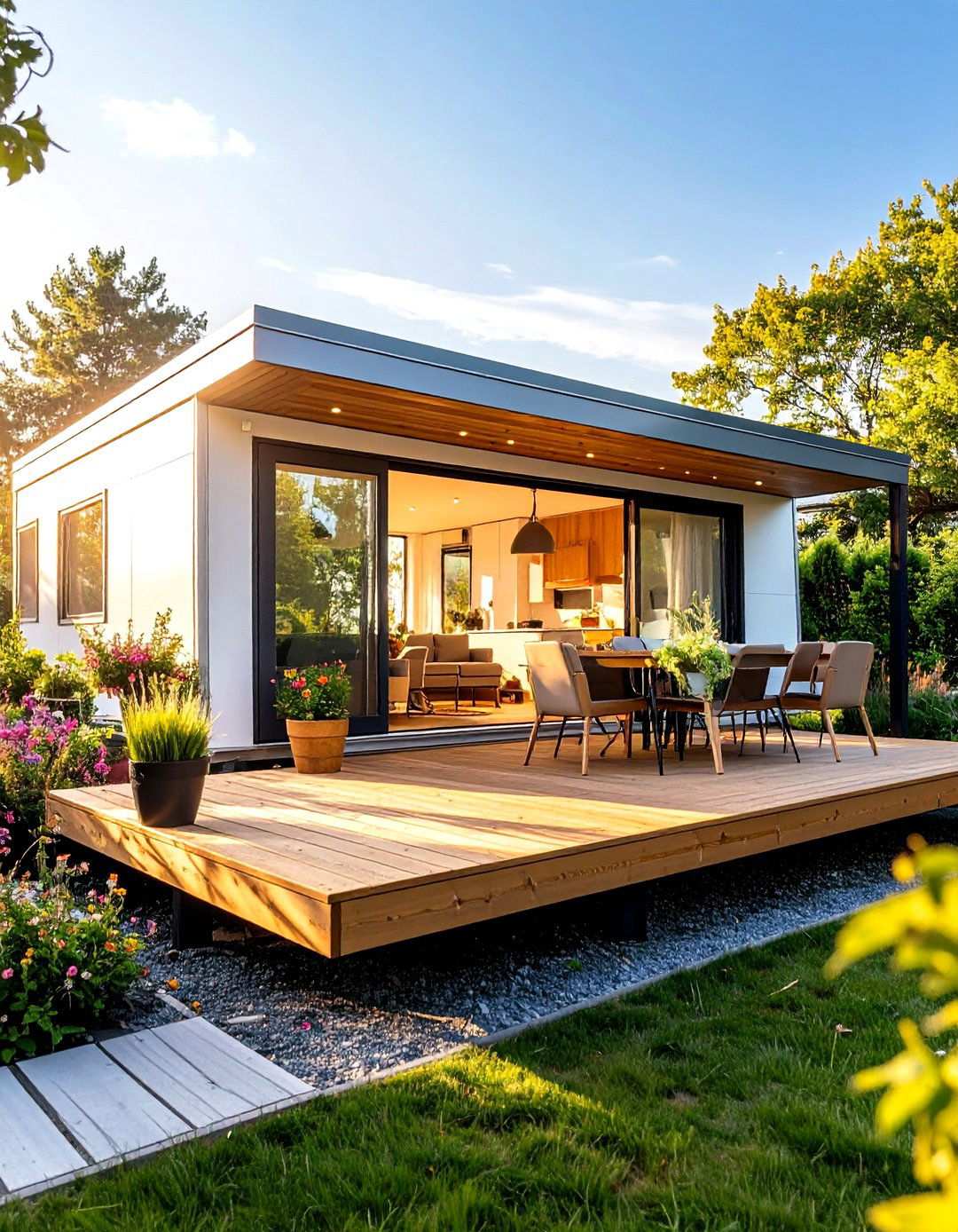 Ground Level Floating Platform - 24 Mobile Home Deck Ideas