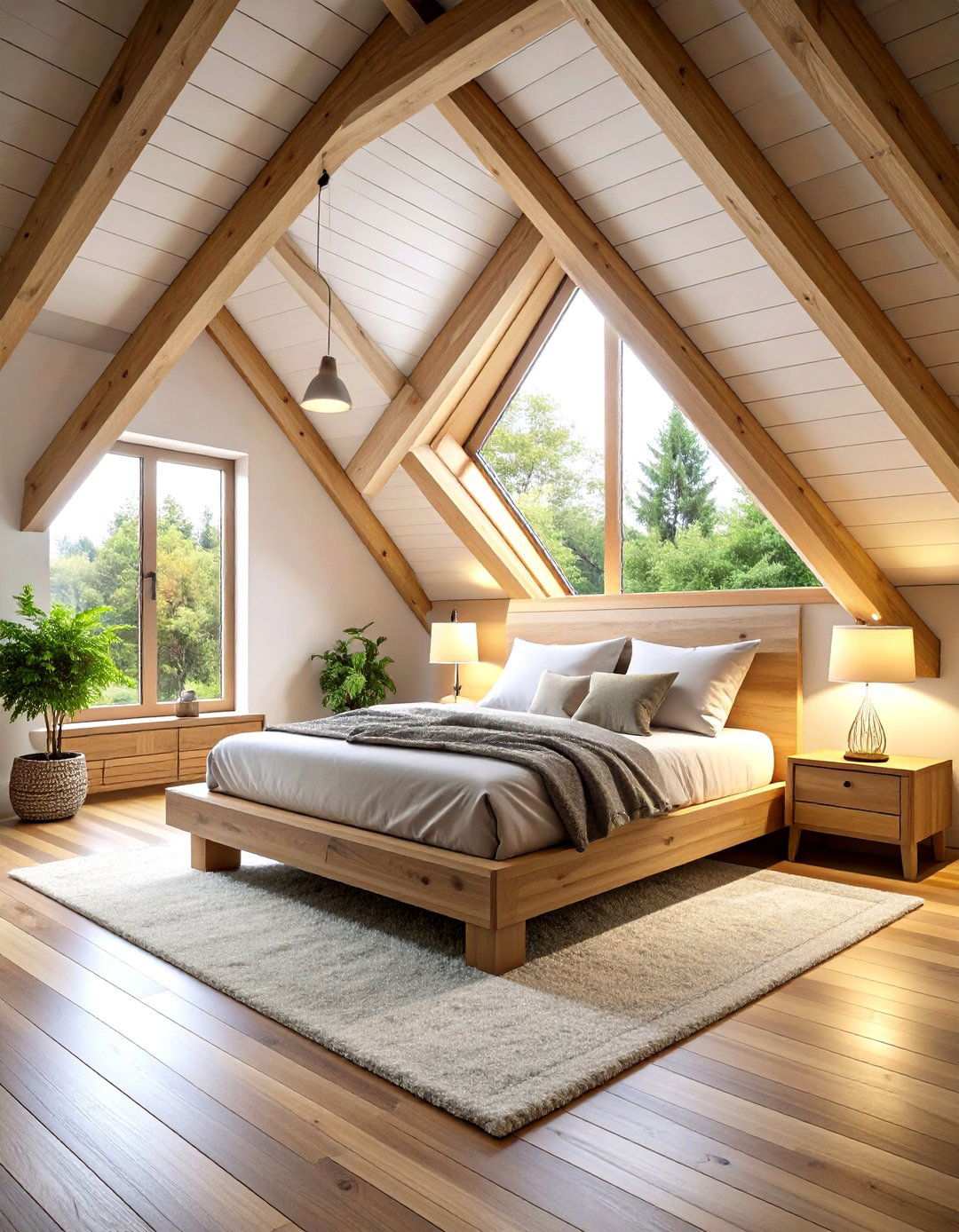Guest Bedroom with Platform Bed - 24 Low Ceiling Small Attic Room Ideas