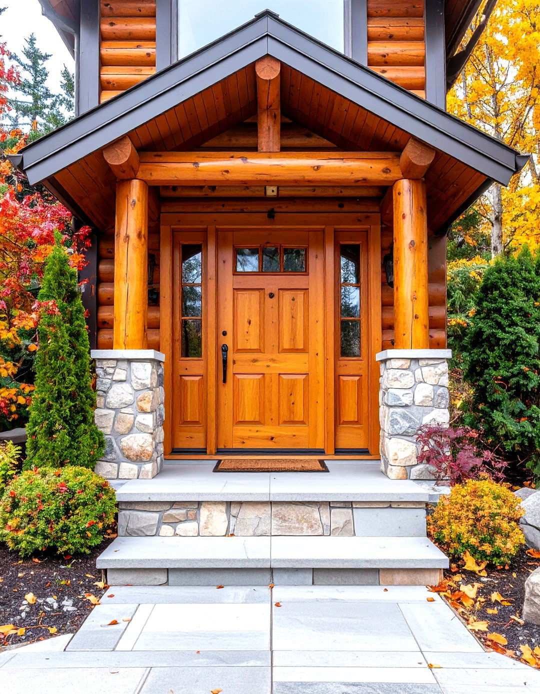 Hand Hewn Log Front Door - 24 Rustic Front Door Ideas