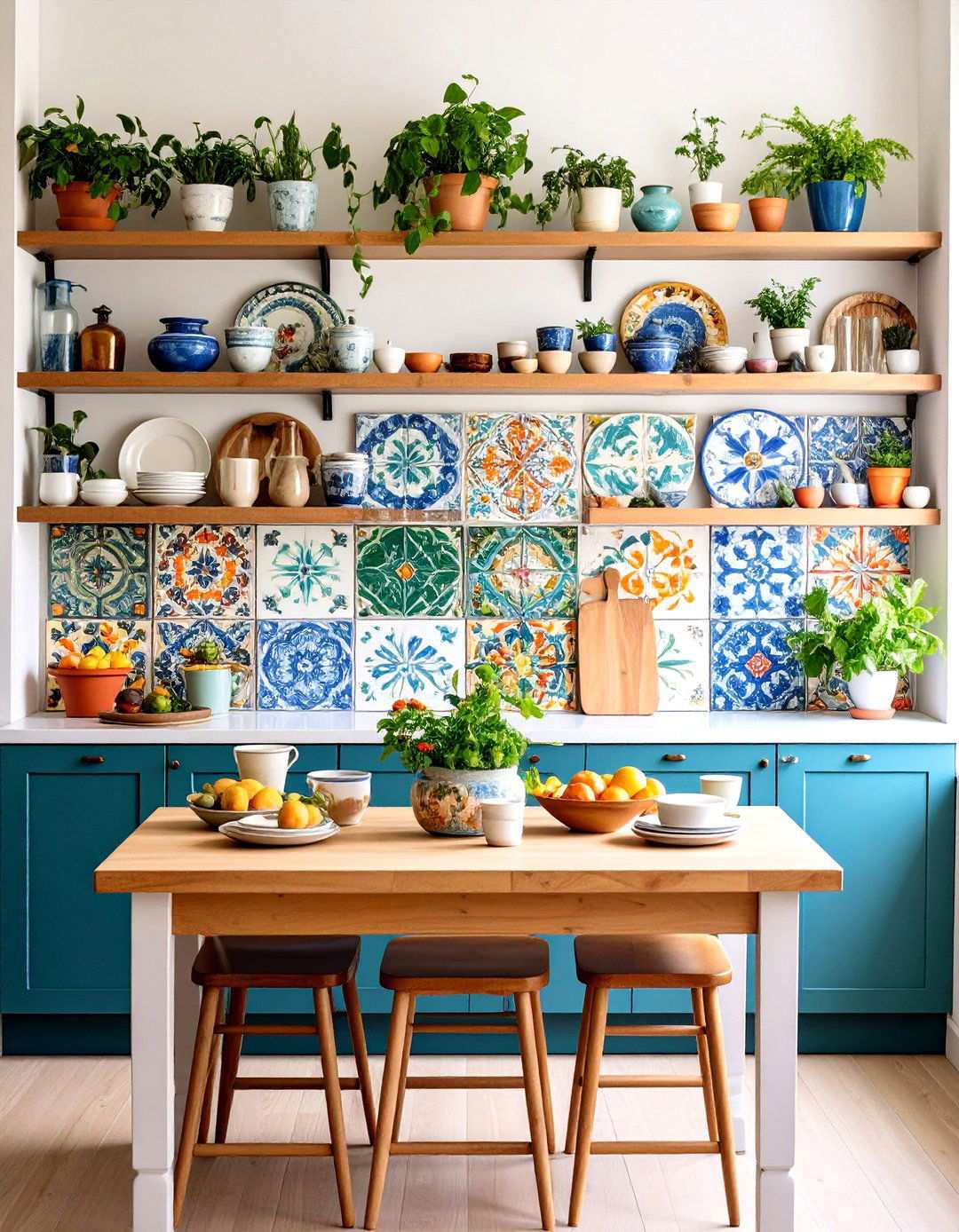 Hand Painted Artisan Ceramic Tiles - 24 Modern Kitchen Backsplash Ideas