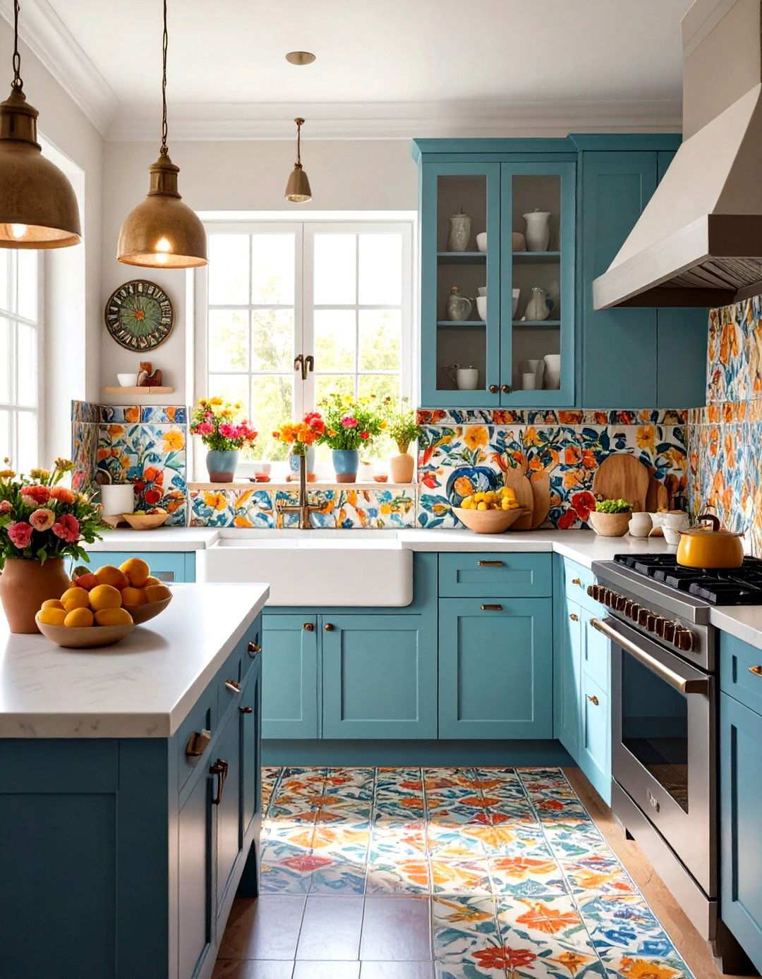 Hand Painted Ceramic Backsplash with Artistic Flair - 24 Kitchen Backsplash Ideas