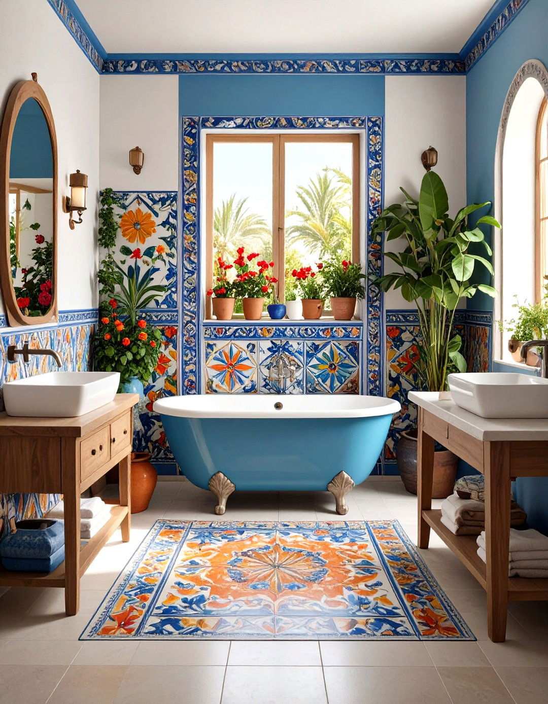 Hand Painted Decorative Borders - 24 Spanish Style Bathroom Ideas