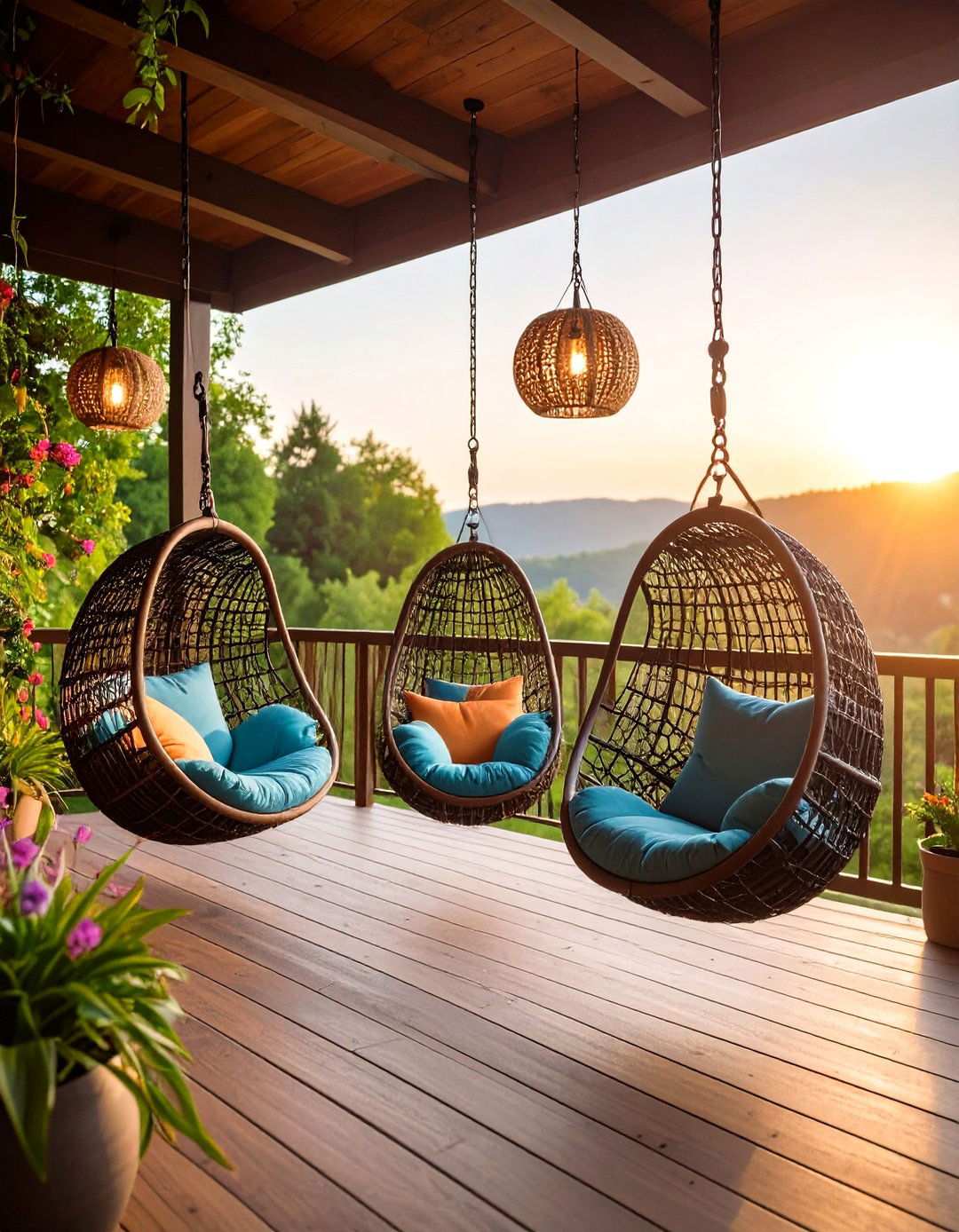Hanging Chair Relaxation Deck - 24 Small Deck Ideas