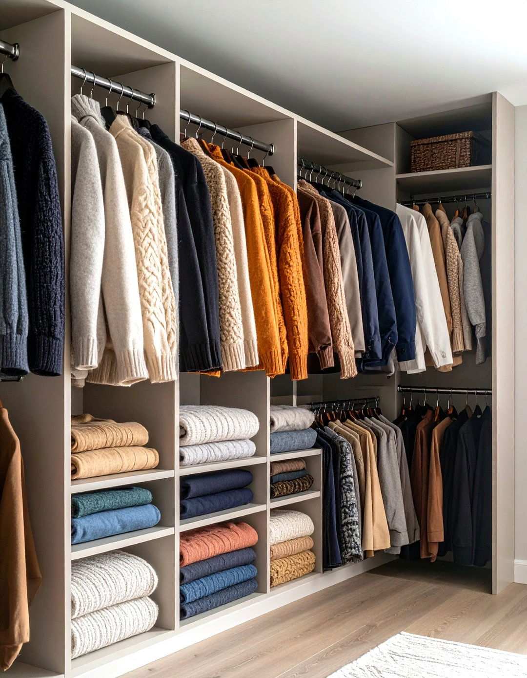 Hanging Closet Shelf Organizer with Multiple Compartments - 24 sweater storage ideas