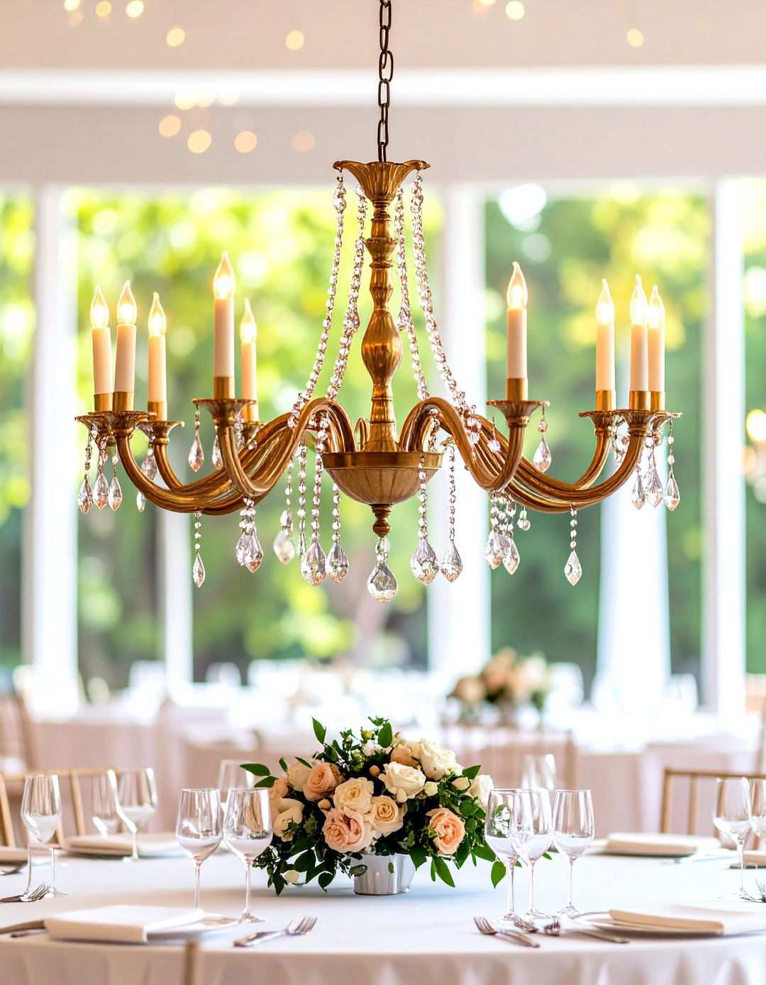 Hanging Crystal Candelabras - 24 Tall Wedding Centerpiece Ideas