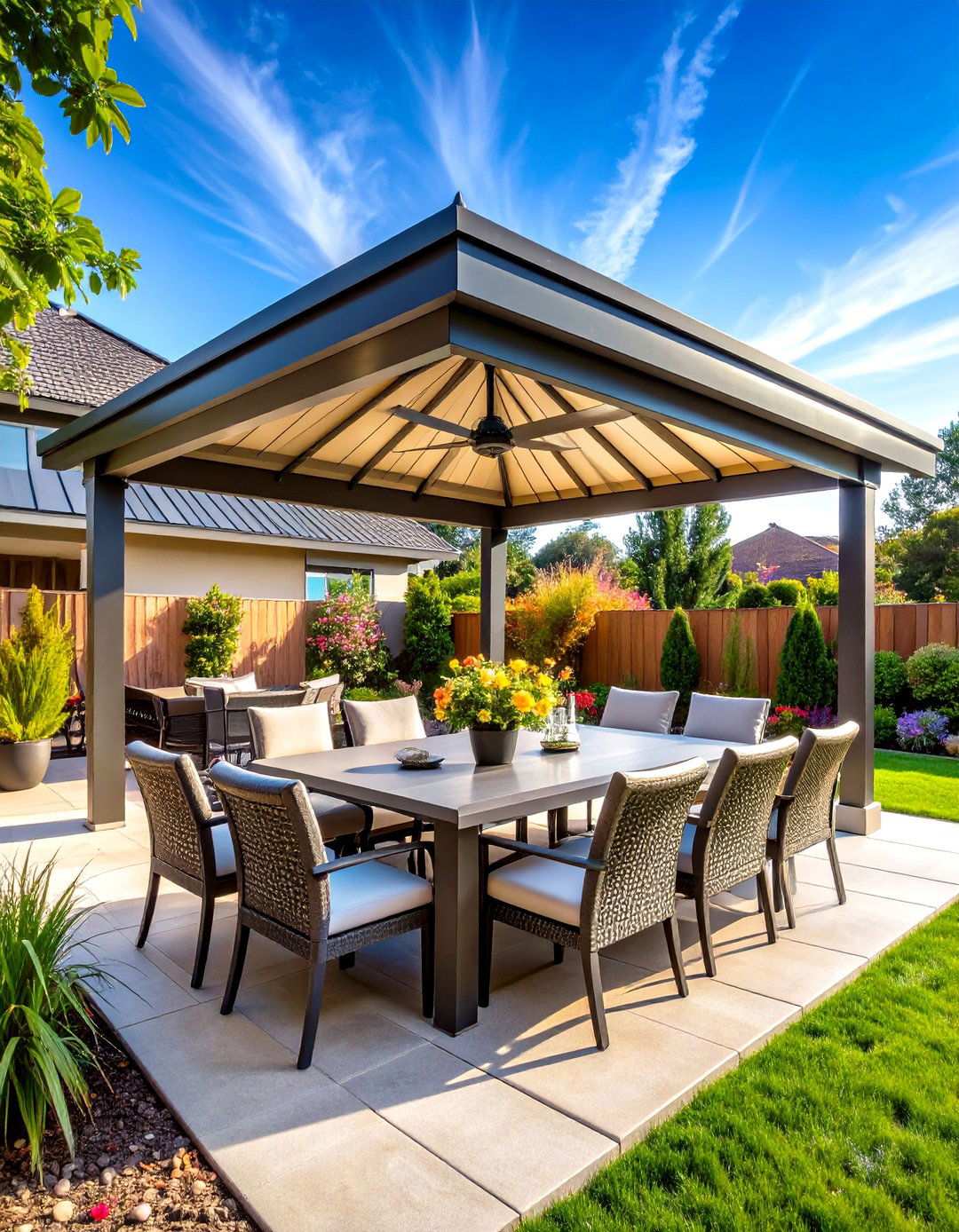Hardtop Steel Gazebo for Year Round Dining - 24 patio with a gazebo ideas