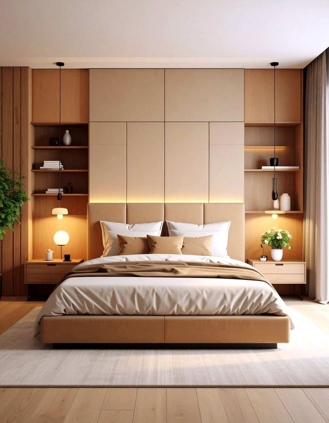 Headboard Wall Storage Integration - 24 small bedroom storage ideas