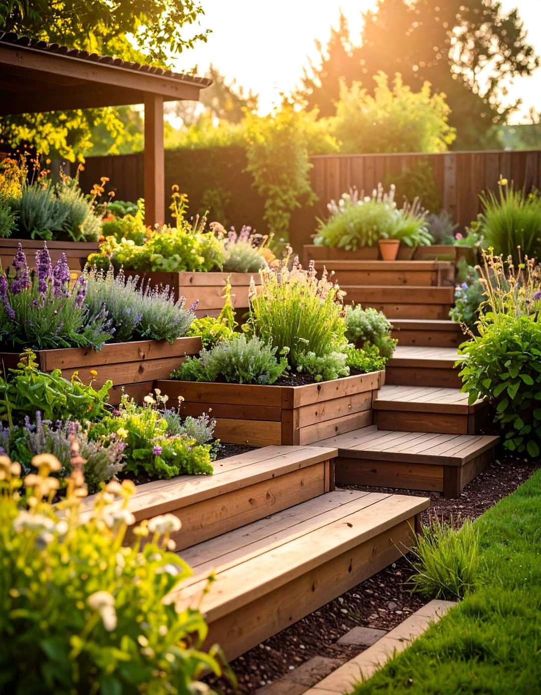 Herb Garden Stepped Beds - 24 Terraced Garden Ideas