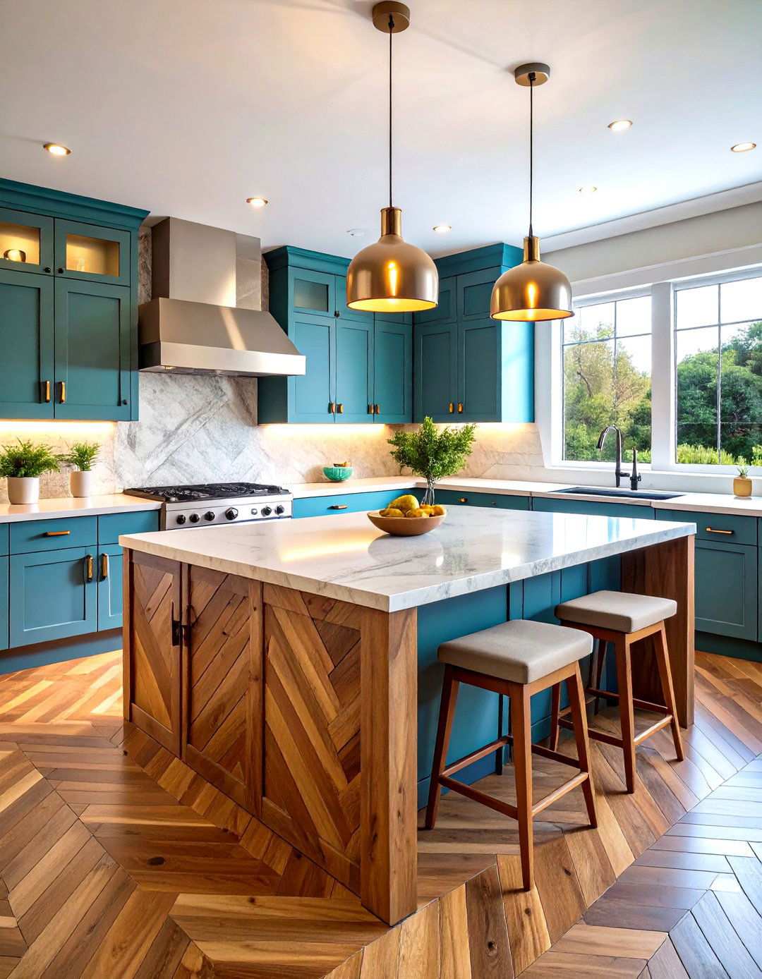 Herringbone Pattern Shiplap Artistry - 24 Shiplap Kitchen Island Ideas